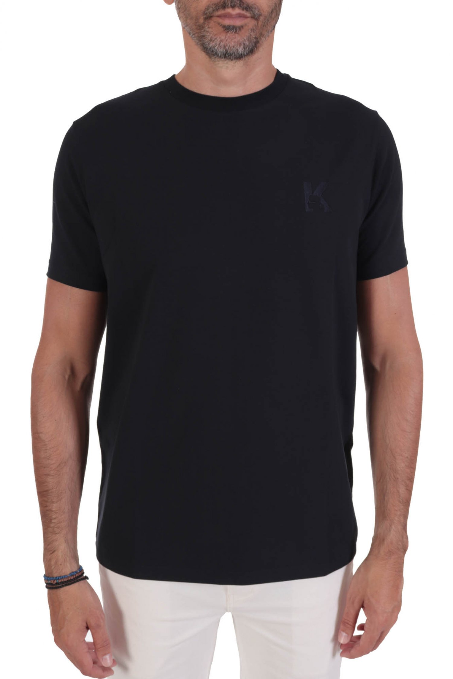 KARL LAGERFELD T-SHIRT CREW NECK LOGO ΜΠΛΕ
