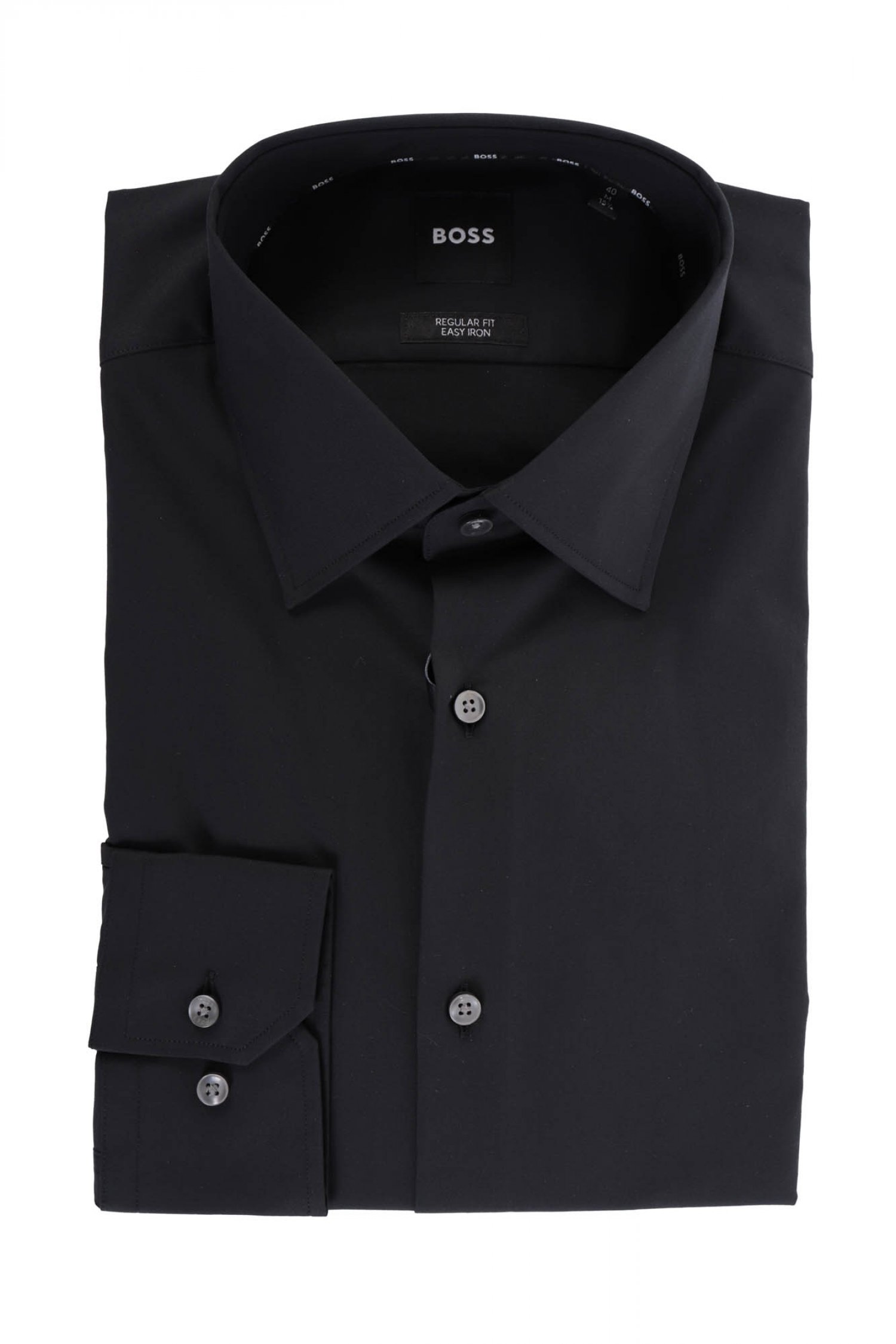 BOSS ΠΟΥΚΑΜΙΣΟ REGULAR FIT STRETCH EASY IRON H-JOE-kent-C1-214 ΜΑΥΡΟ