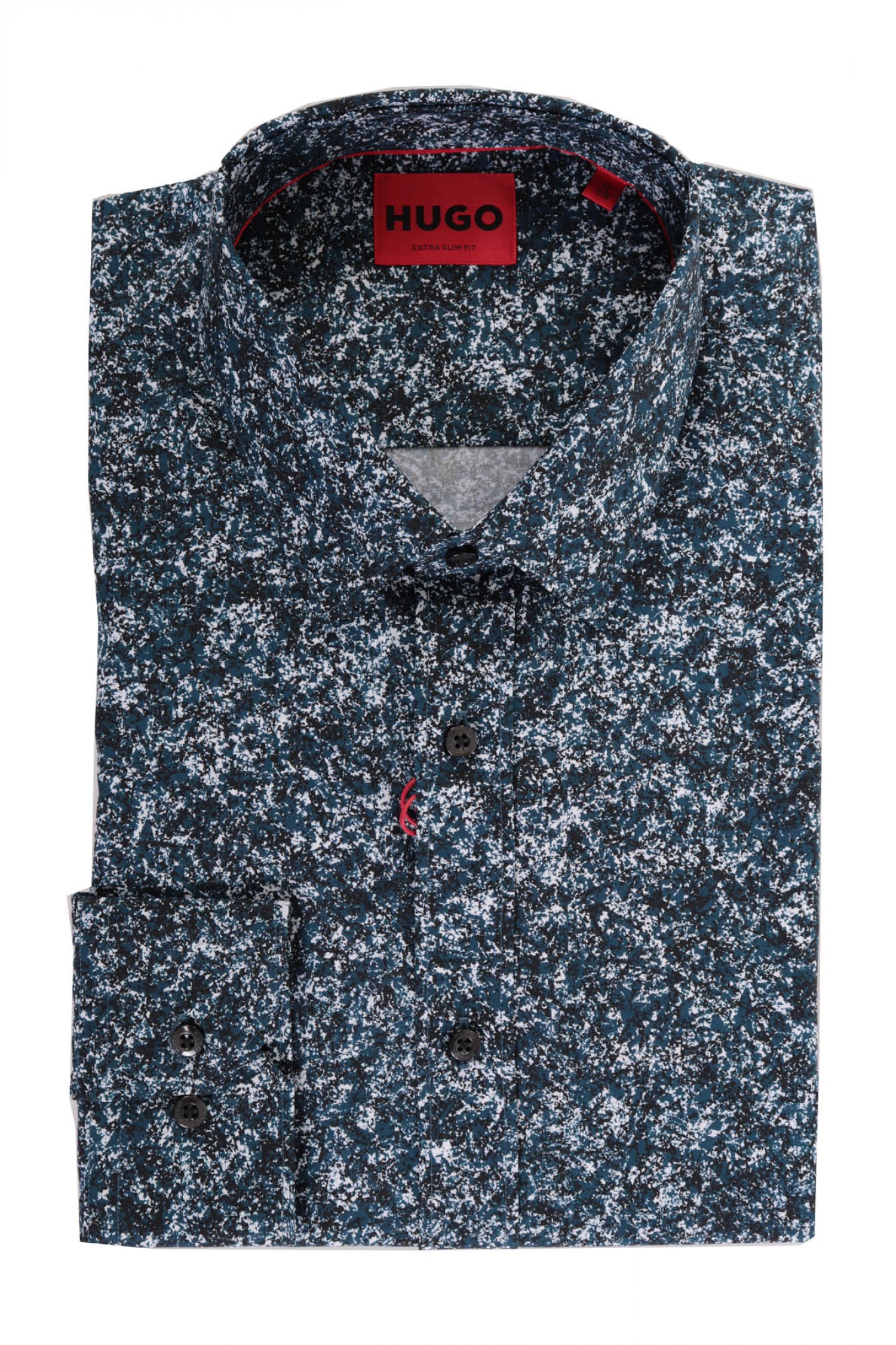 HUGO ΠΟΥΚΑΜΙΣΟ EXTRA SLIM FIT FLORAL ELISHA02 ΜΠΛΕ