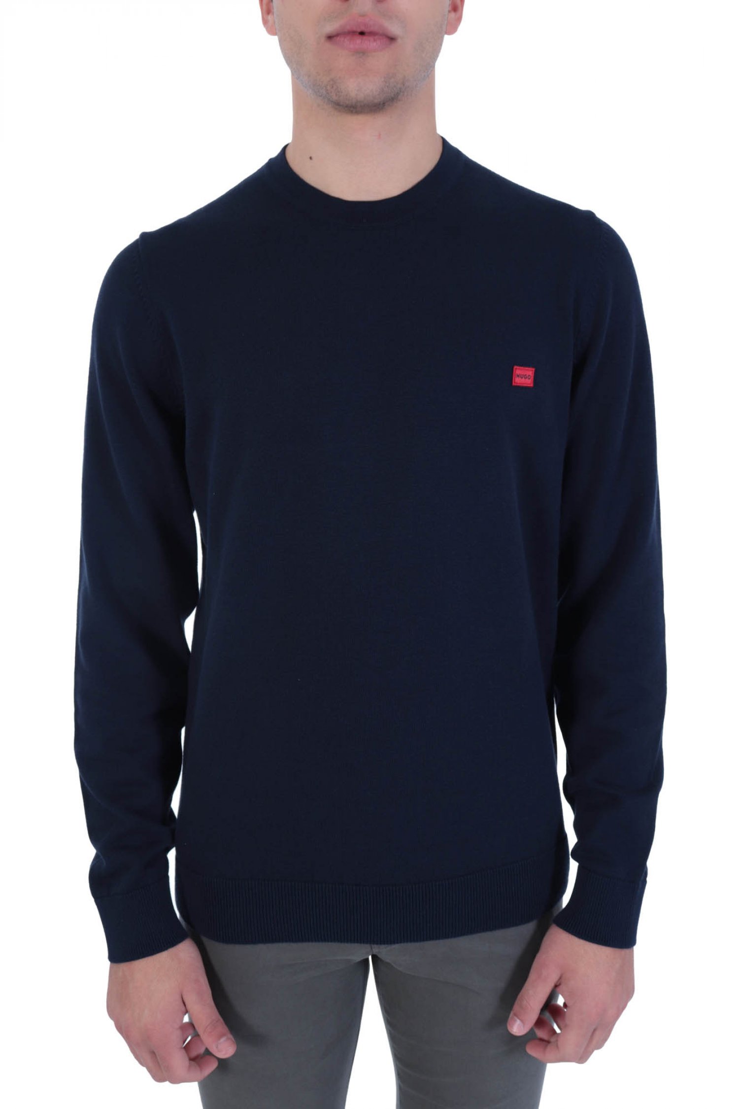 HUGO ΠΛΕΚΤΟ CREW NECK SAN CASSIUS-C1 ΜΠΛΕ