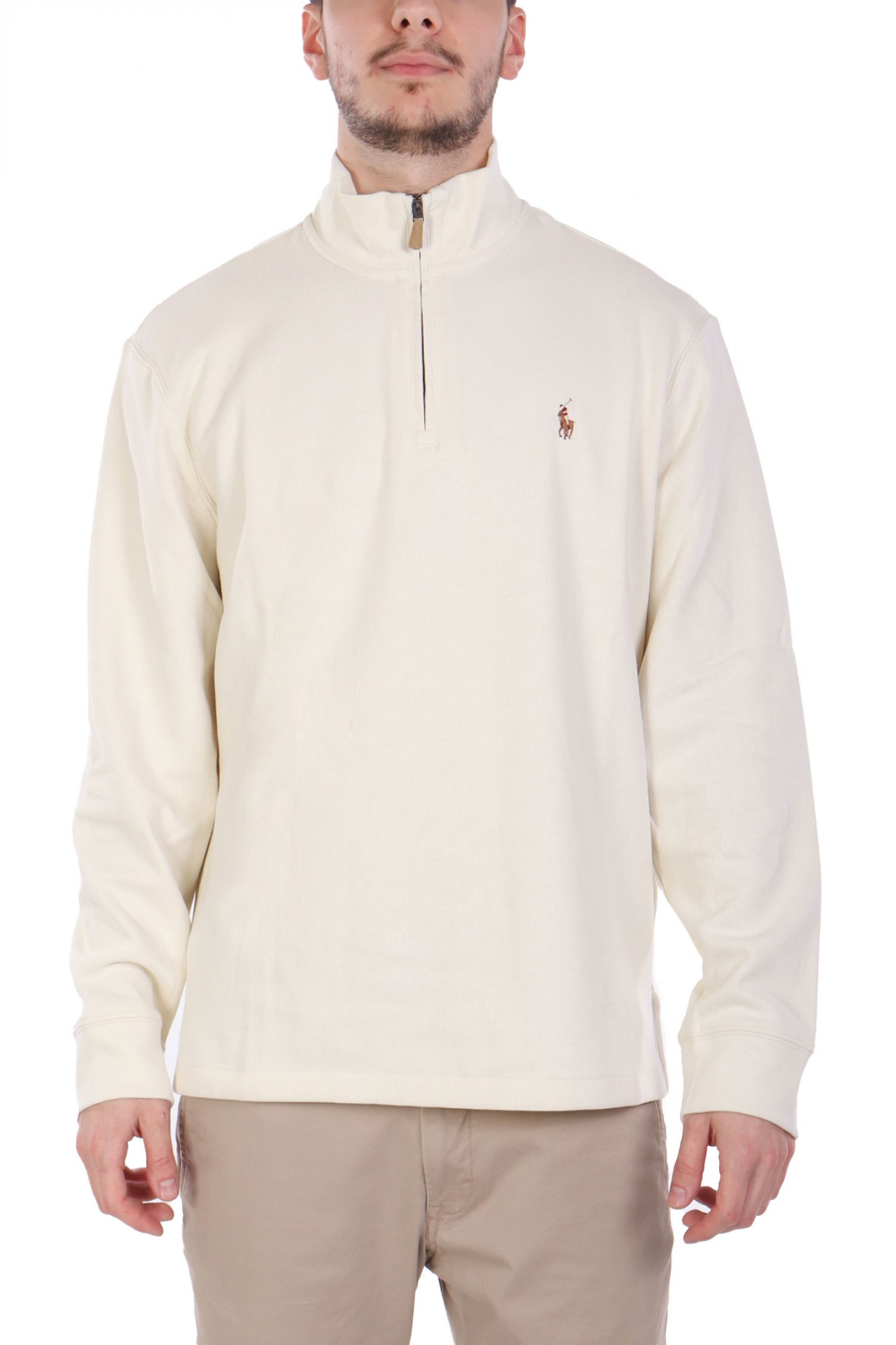 RALPH LAUREN RALPH LAUREN ΠΛΕΚΤΟ HALFZIP LOGO ΕΚΡΟΥ