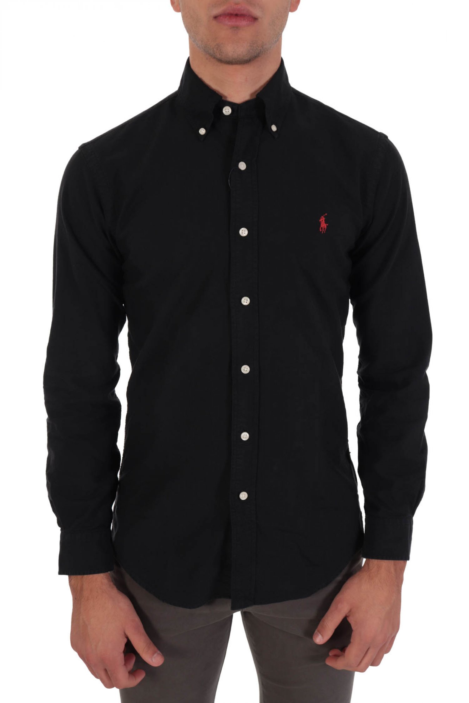 RALPH LAUREN ΠΟΥΚΑΜΙΣΟ CUSTOM FIT BUTTON DOWN BSR ΜΑΥΡΟ