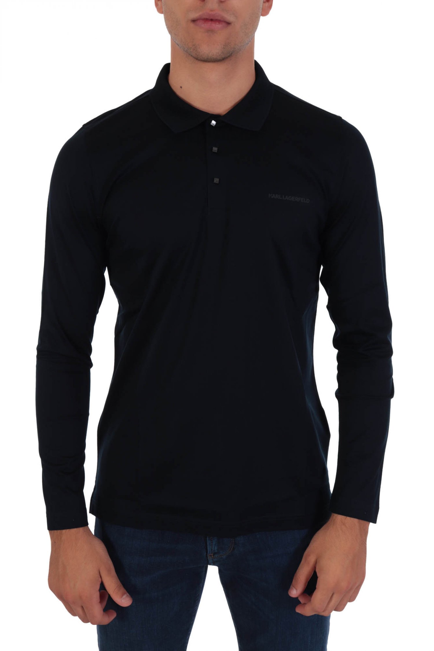 KARL LAGERFELD POLO PRESSBUTTON LOGO ΜΠΛΕ