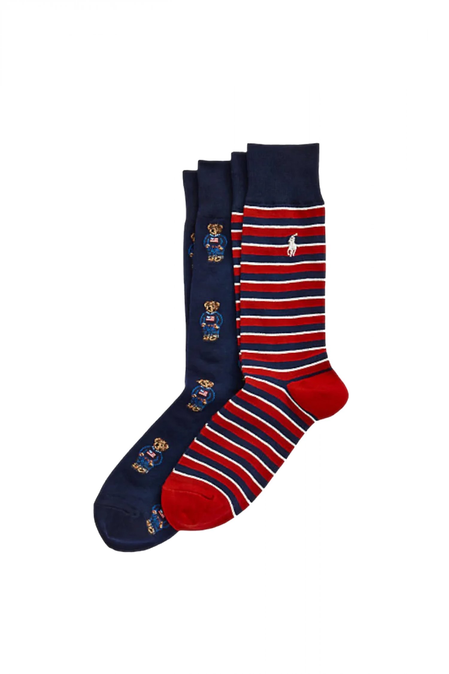 RALPH LAUREN RALPH LAUREN ΚΑΛΤΣΕΣ 2PAIRS LOGO BEAR ΜΠΛΕ-ΚΟΚΚΙΝΟ