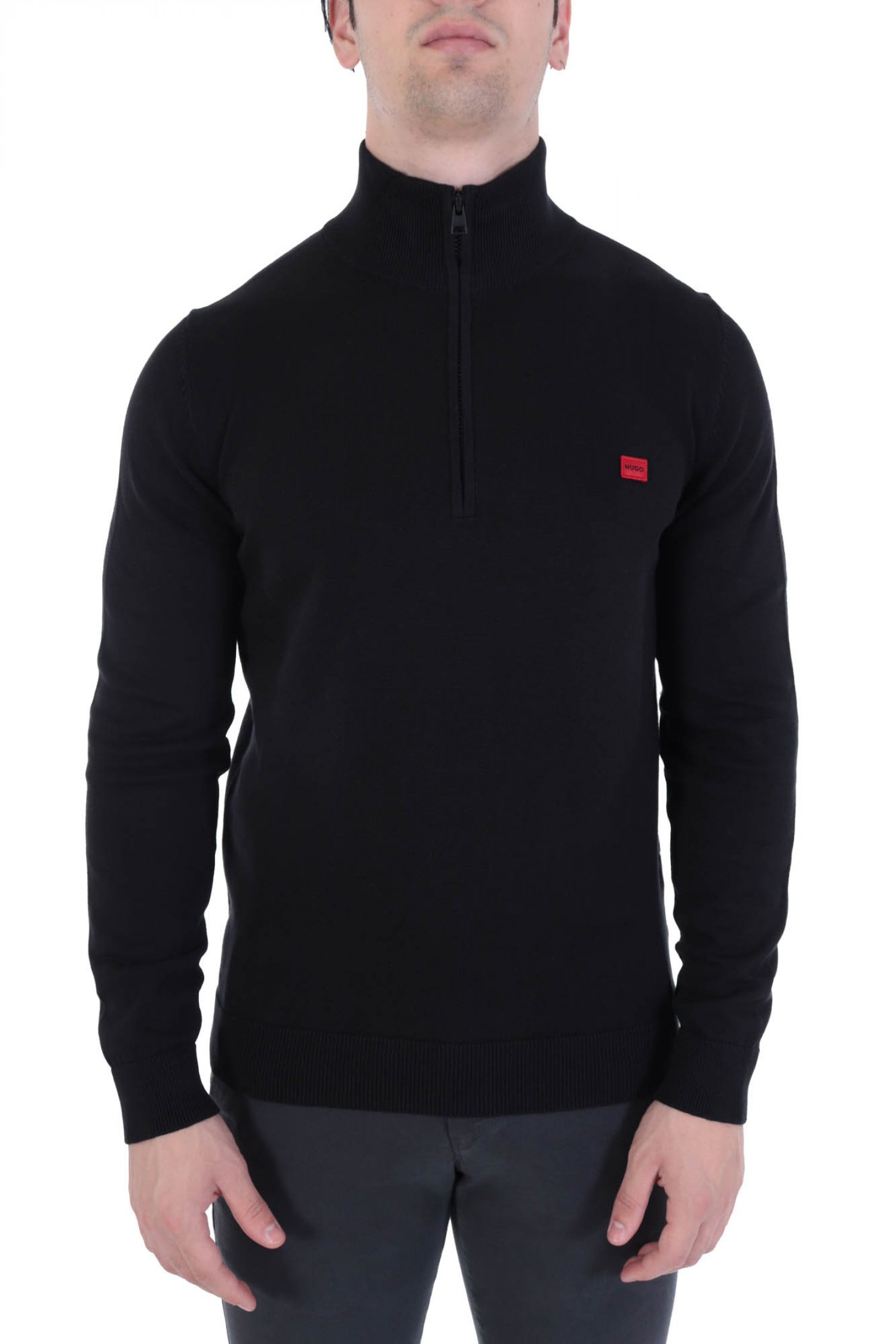HUGO ΠΛΕΚΤΟ HALFZIP SAN QUINTUS-C ΜΑΥΡΟ