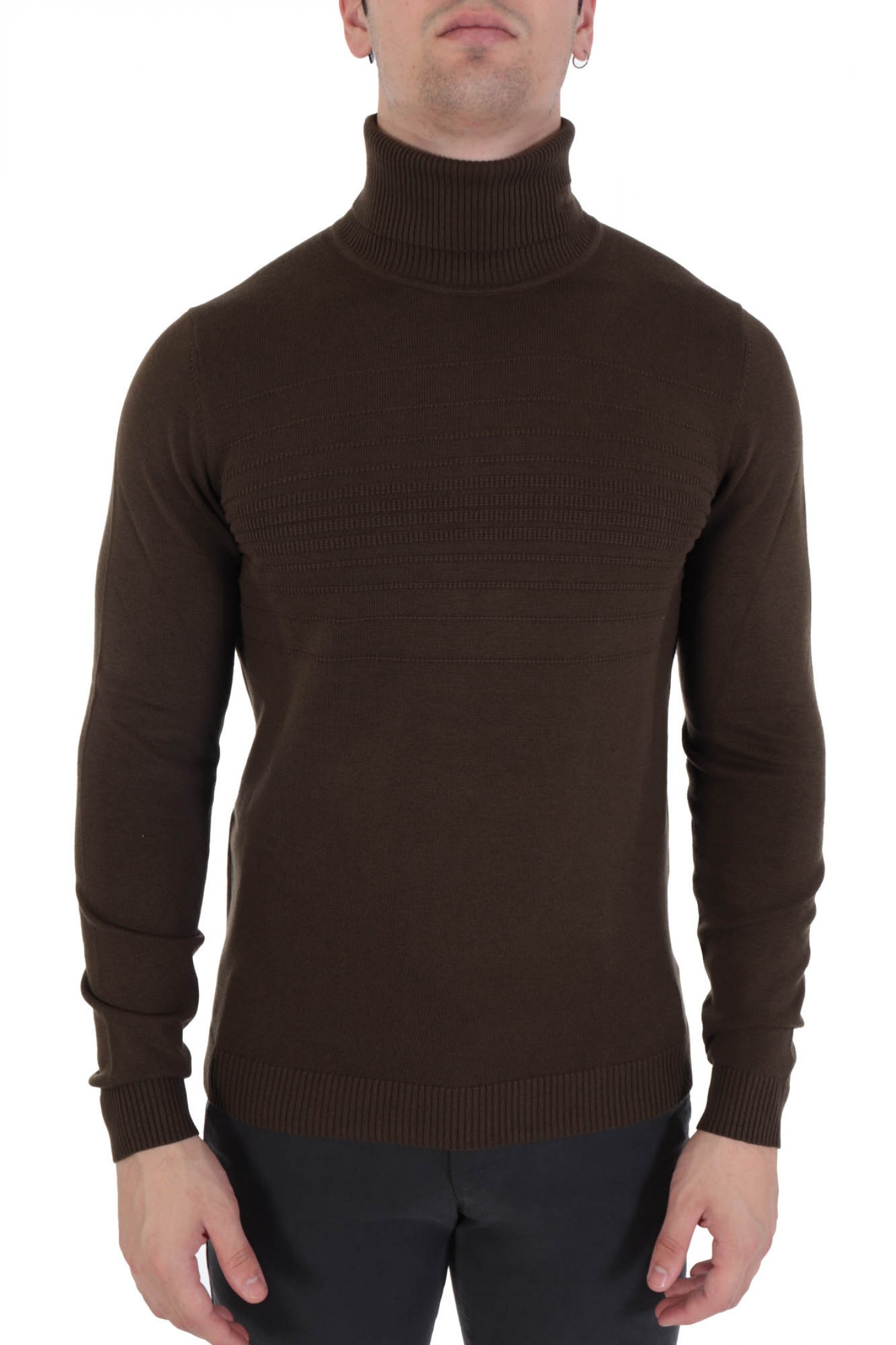 HUGO ΠΛΕΚΤΟ ROLLNECK SISO ΧΑΚΙ