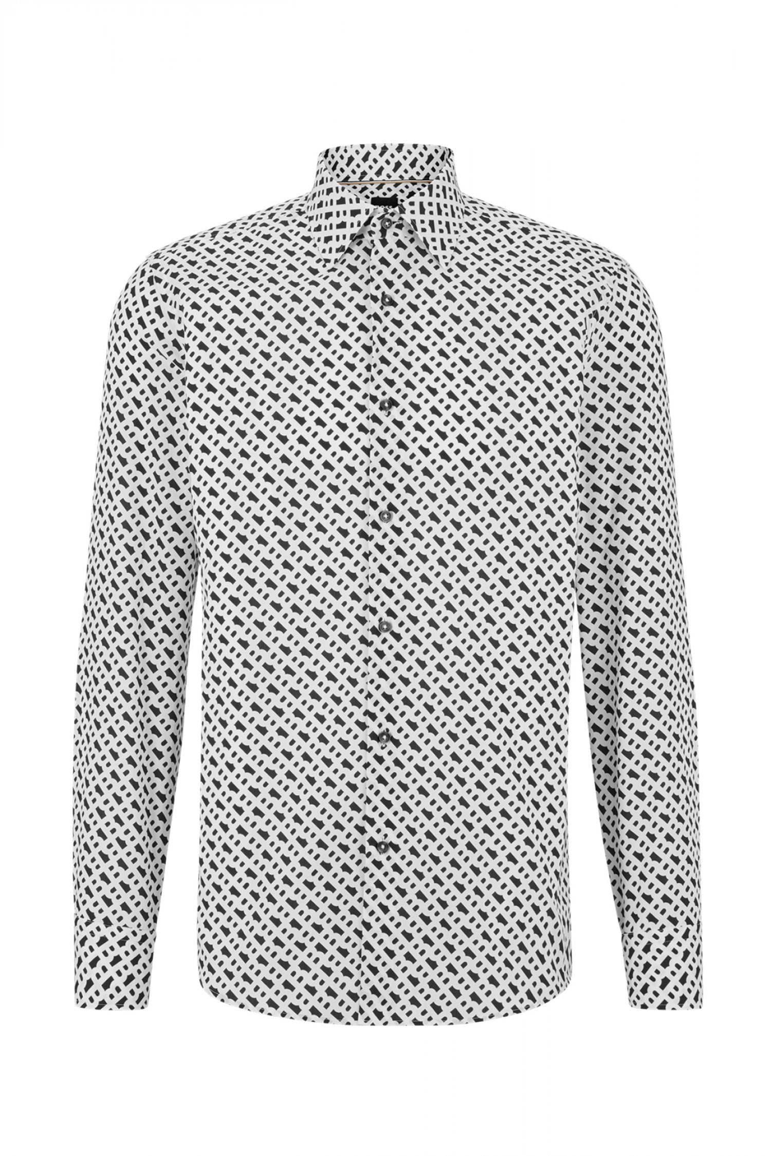 BOSS ΠΟΥΚΑΜΙΣΟ H-HANK-kent-C1-214 SLIM FIT ΛΕΥΚΟ ΜΑΥΡΟ