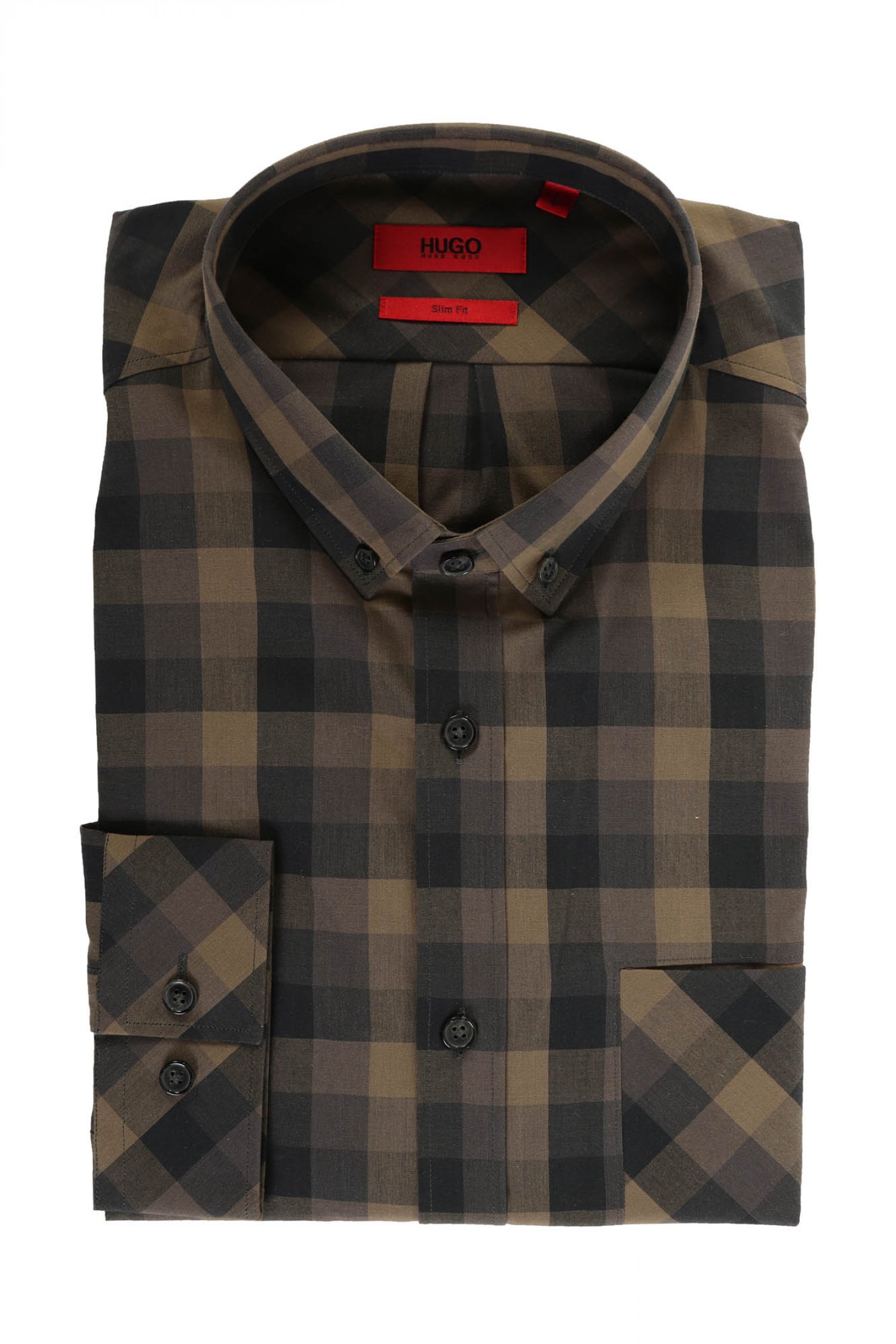 HUGO ΠΟΥΚΑΜΙΣΟ ENICO SLIM FIT ΚΑΡΩ ΓΚΡΙ-ΜΠΕΖ