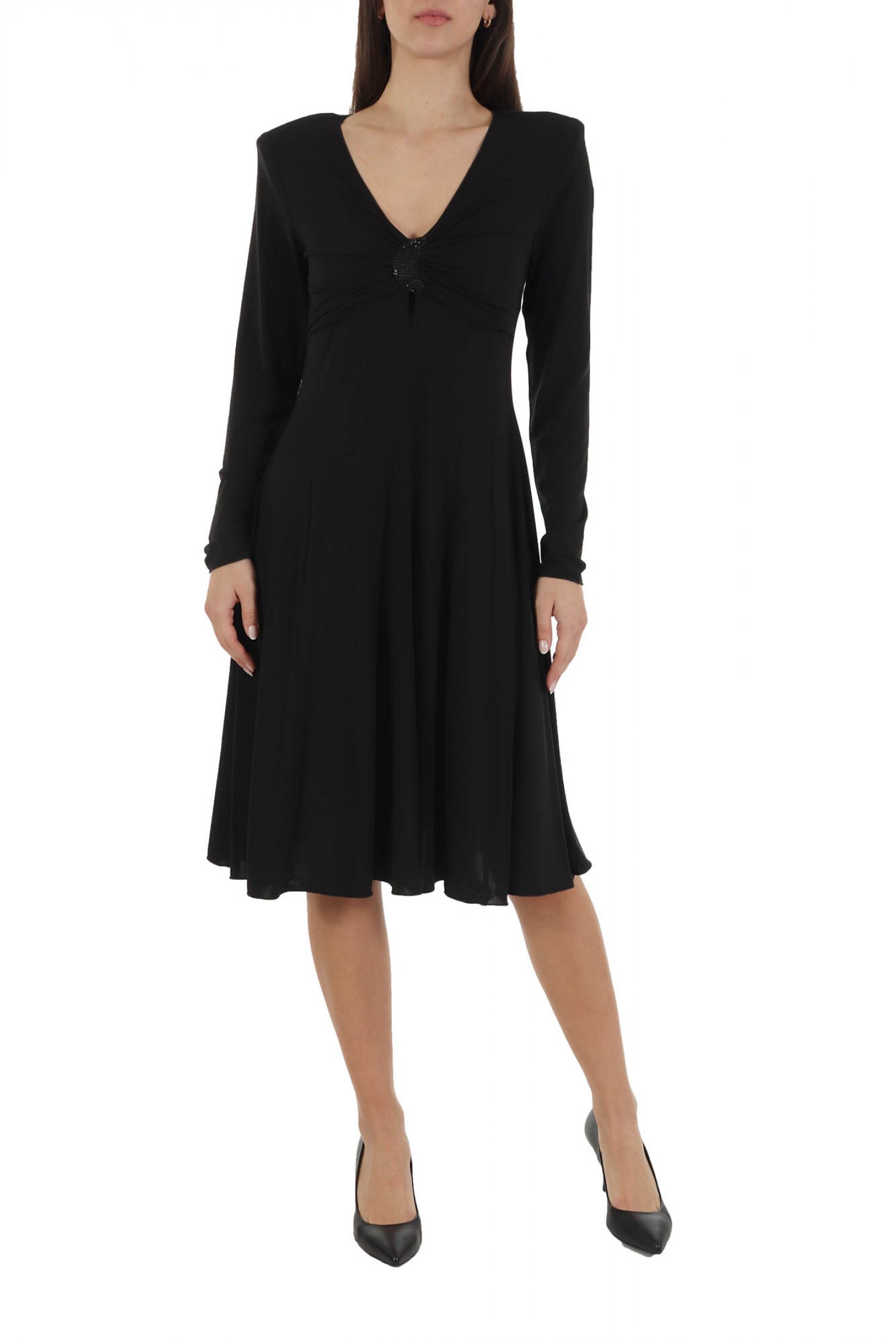 EMPORIO ARMANI ΦΟΡΕΜΑ ΚΛΟΣ V-NECK ΣΤΡΑΣ ΜΑΥΡΟ