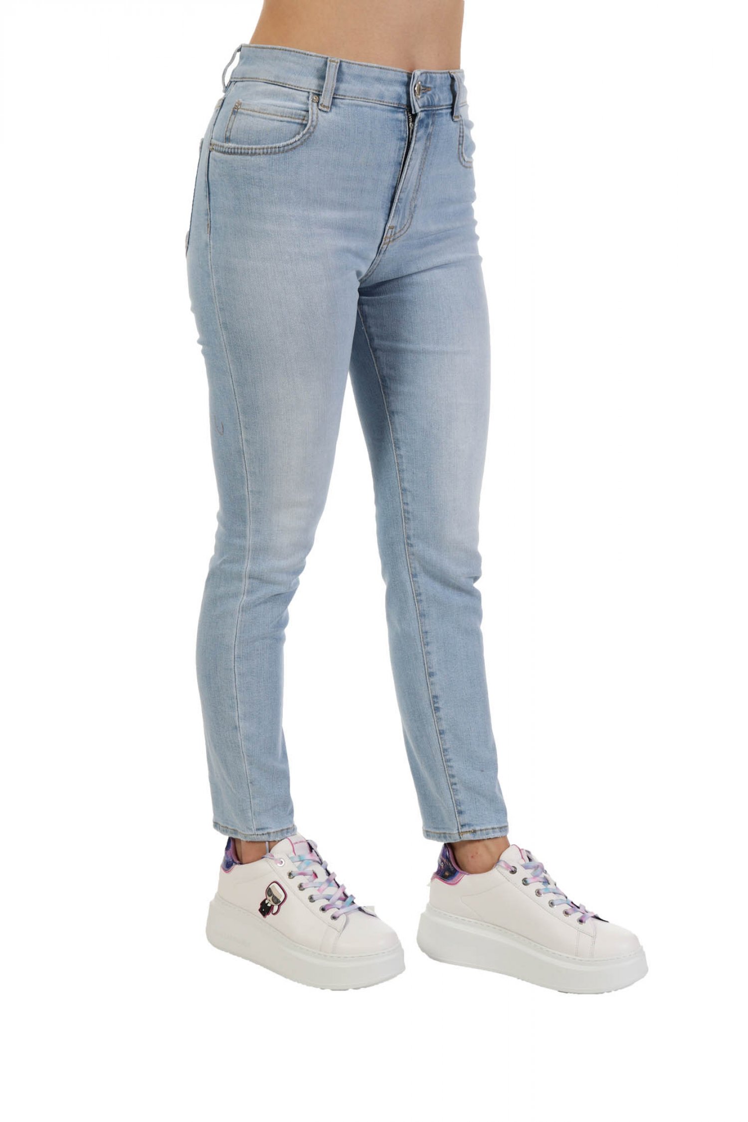 PINKO ΠΑΝΤΕΛΟΝI JEANS SUSAN NO BELT SKINNY ΣΤΡΑΣ BIRDS ΤΣΕΠΗ ΓΑΛΑΖΙΟ