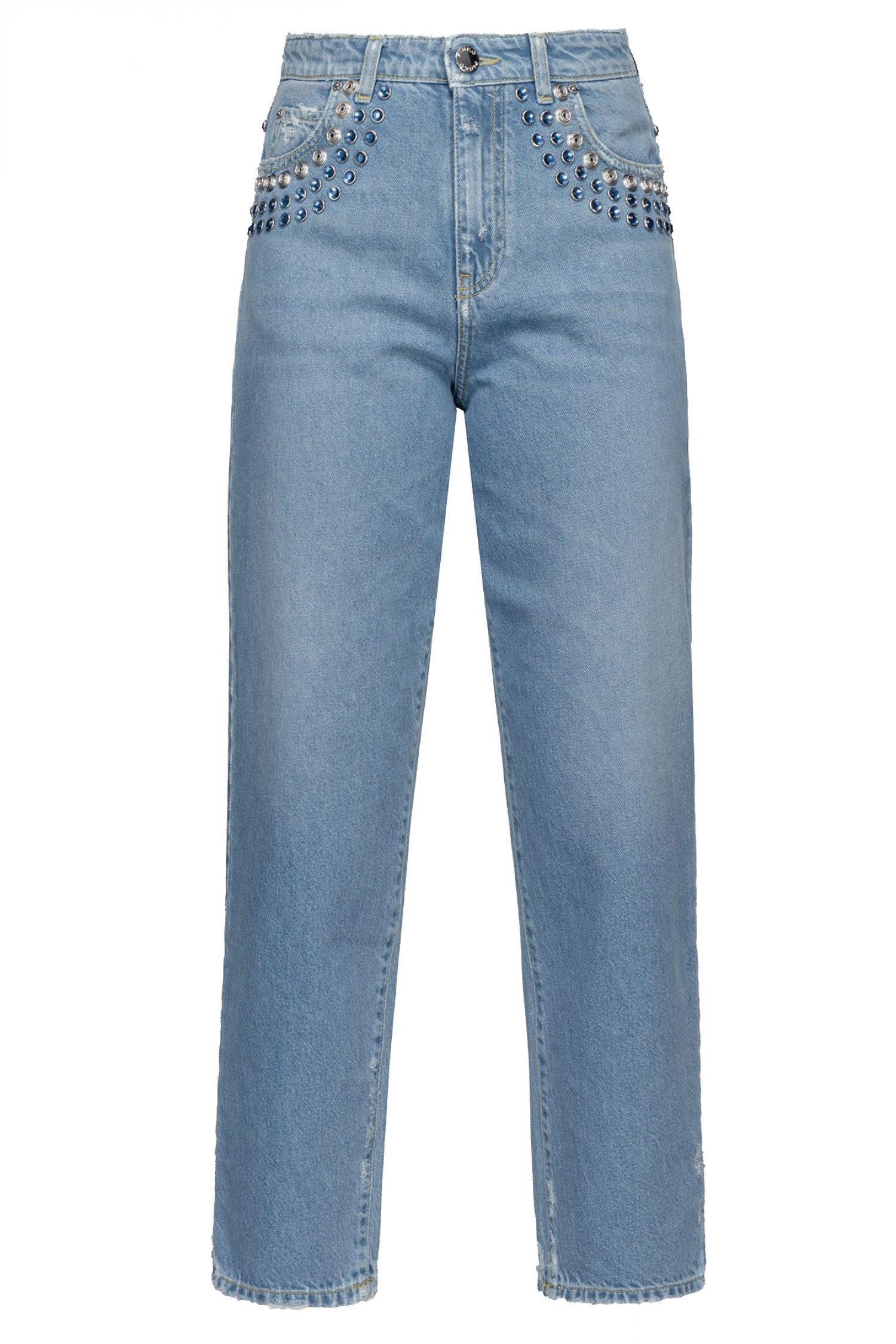 PINKO ΠΑΝΤΕΛΟΝI JEANS MADDIE MOM ΤΡΟΥΚΣ ΣΤΡΑΣ ΞΕΦΤΙΑ ΜΠΛΕ