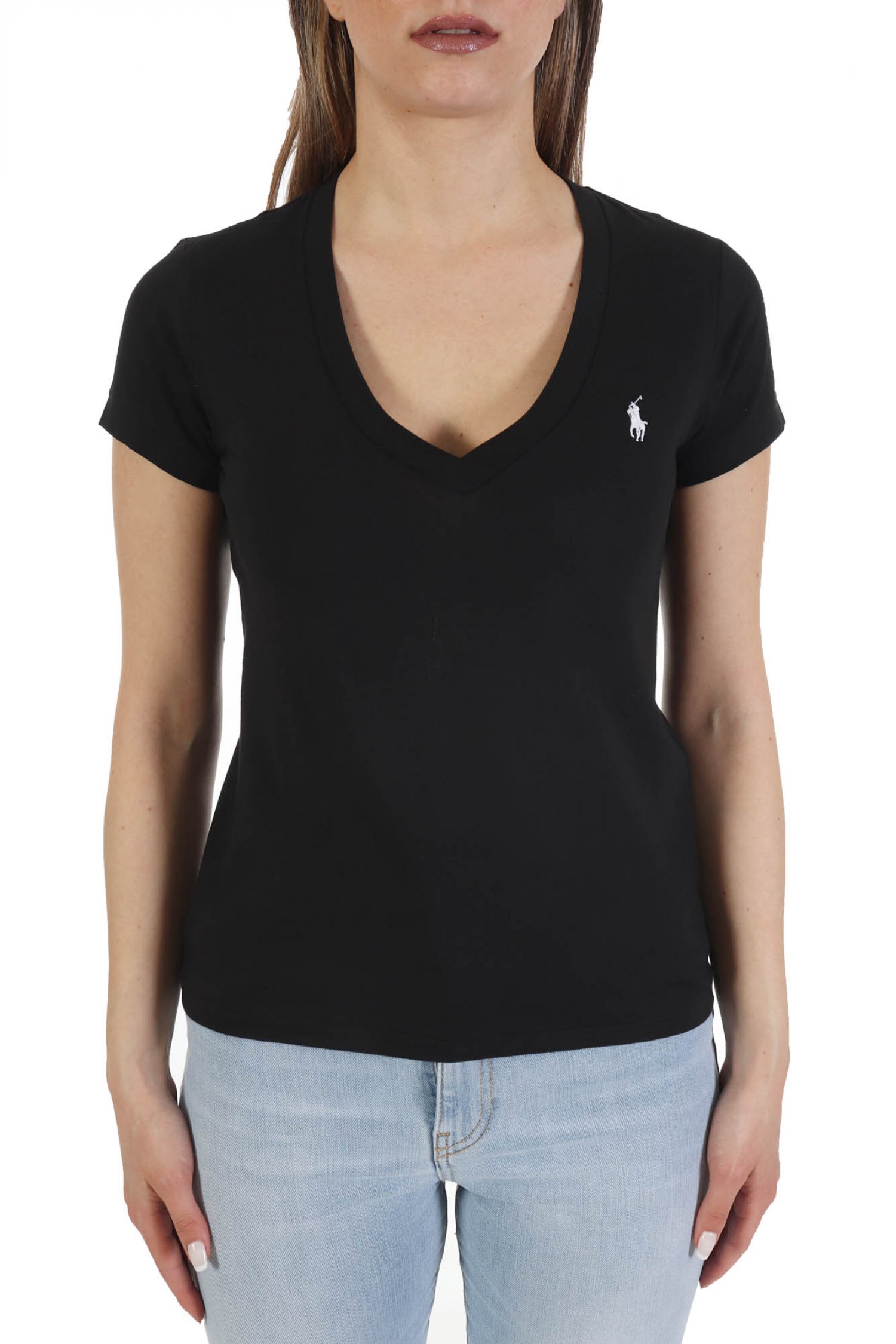 RALPH LAUREN T- SHIRT V-NECK BSR ΜΑΥΡΟ