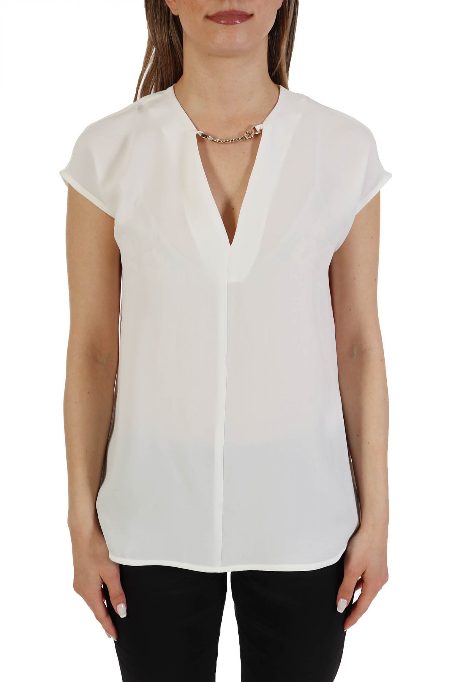 MARELLA TOP ASTER ΑΛΥΣΙΔΑ V-NECK ΛΕΥΚΟ