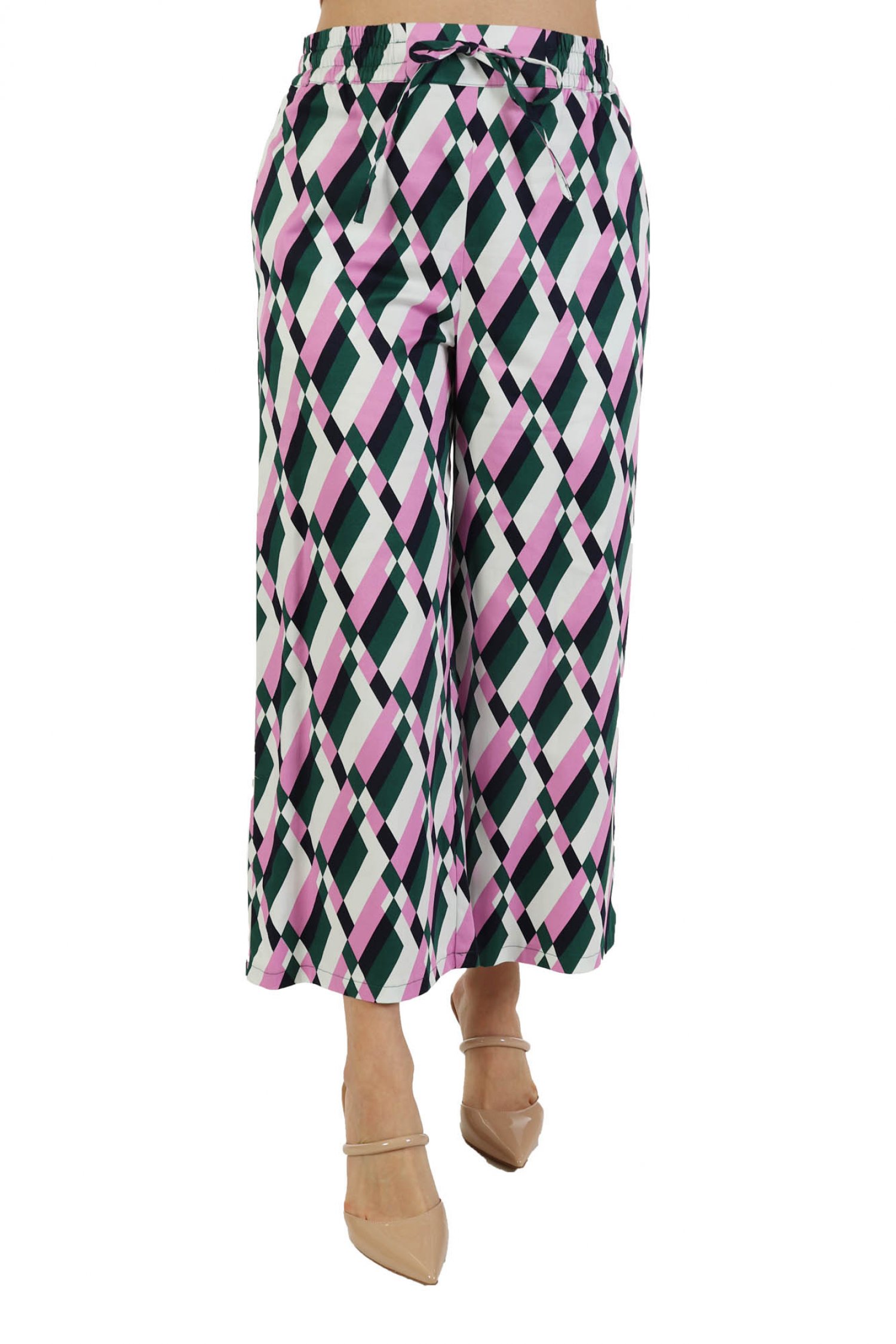 MARELLA EMME ΠΑΝΤΕΛΟΝΑ CROPPED PORDOI ΣΧΕΔΙΑ ΠΟΛΥΧΡΩΜΗ ΡΟΖ