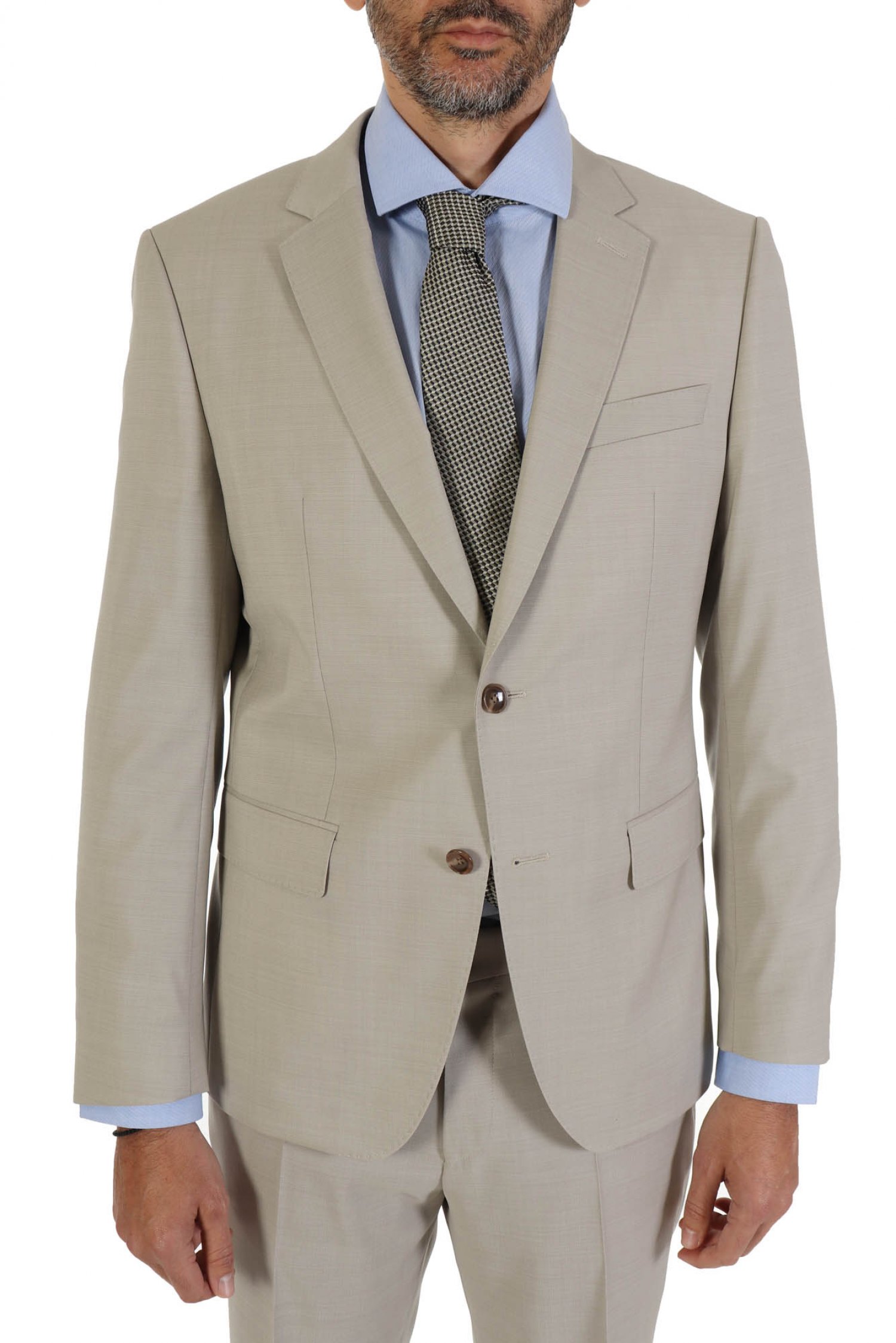 BOSS ΣΑΚΑΚΙ ΚΟΣΤΟΥΜΙΟΥ SUPER 100 SLIM FIT LANIFICΟ TESSE BIELLA H-HUGE-MM-224 ΜΠΕΖ