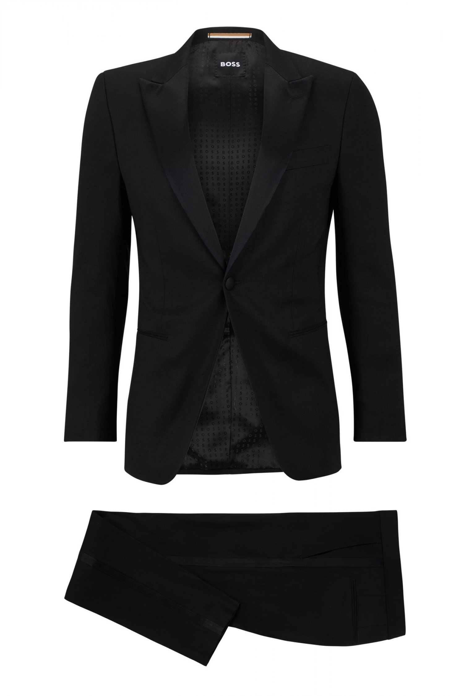 BOSS ΚΟΣΤΟΥΜΙ ΣΜΟΚΙΝ ΛΙΝΟ SLIM FIT H-HUGE-P-2PCS-TUX-232 ΜΑΥΡΟ