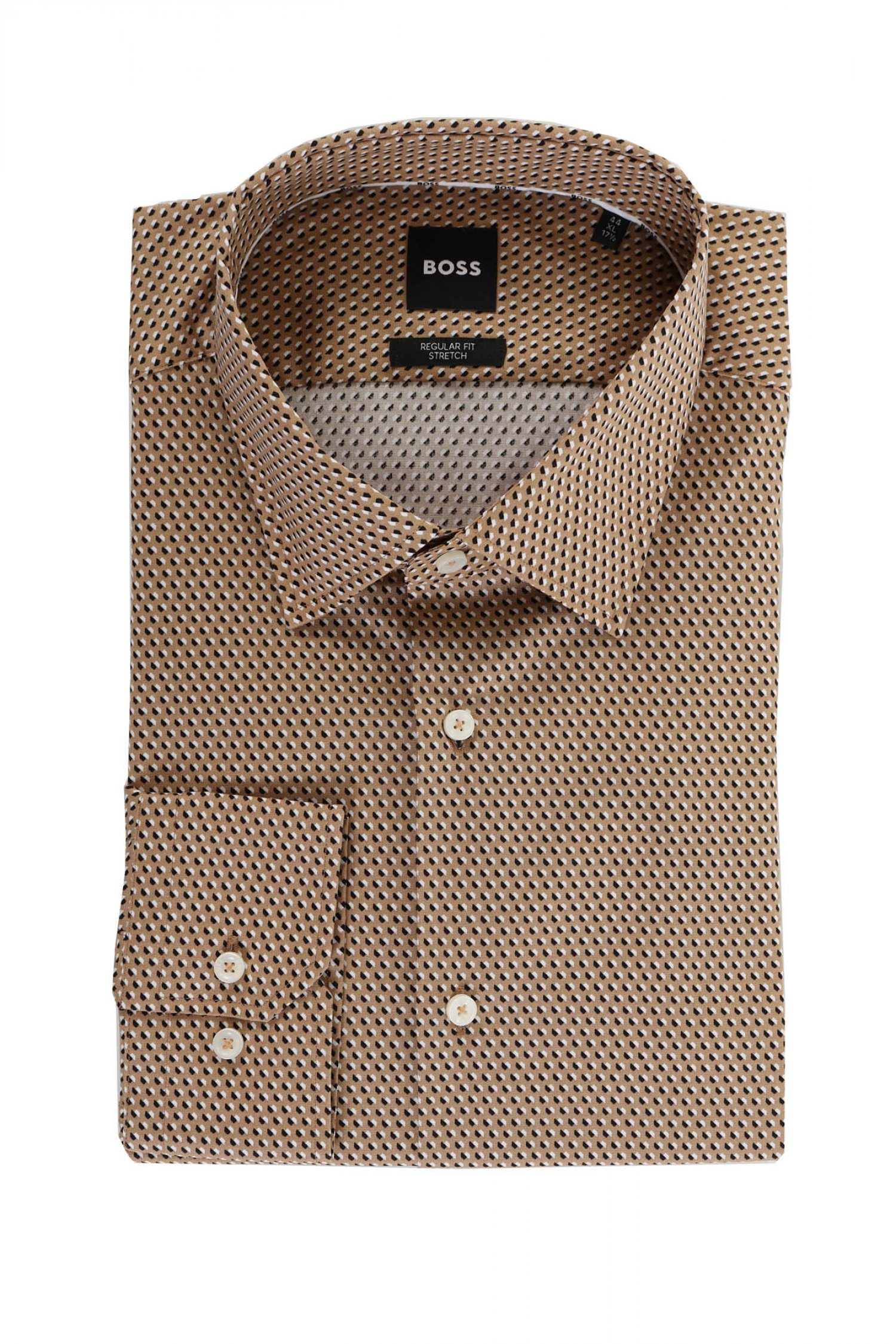 BOSS ΠΟΥΚΑΜΙΣΟ ΜΙΚΡΟΣΧΕΔΙΟ REGULAR FIT STRETCH H-JOE-KENT-C1-214 ΜΠΕΖ