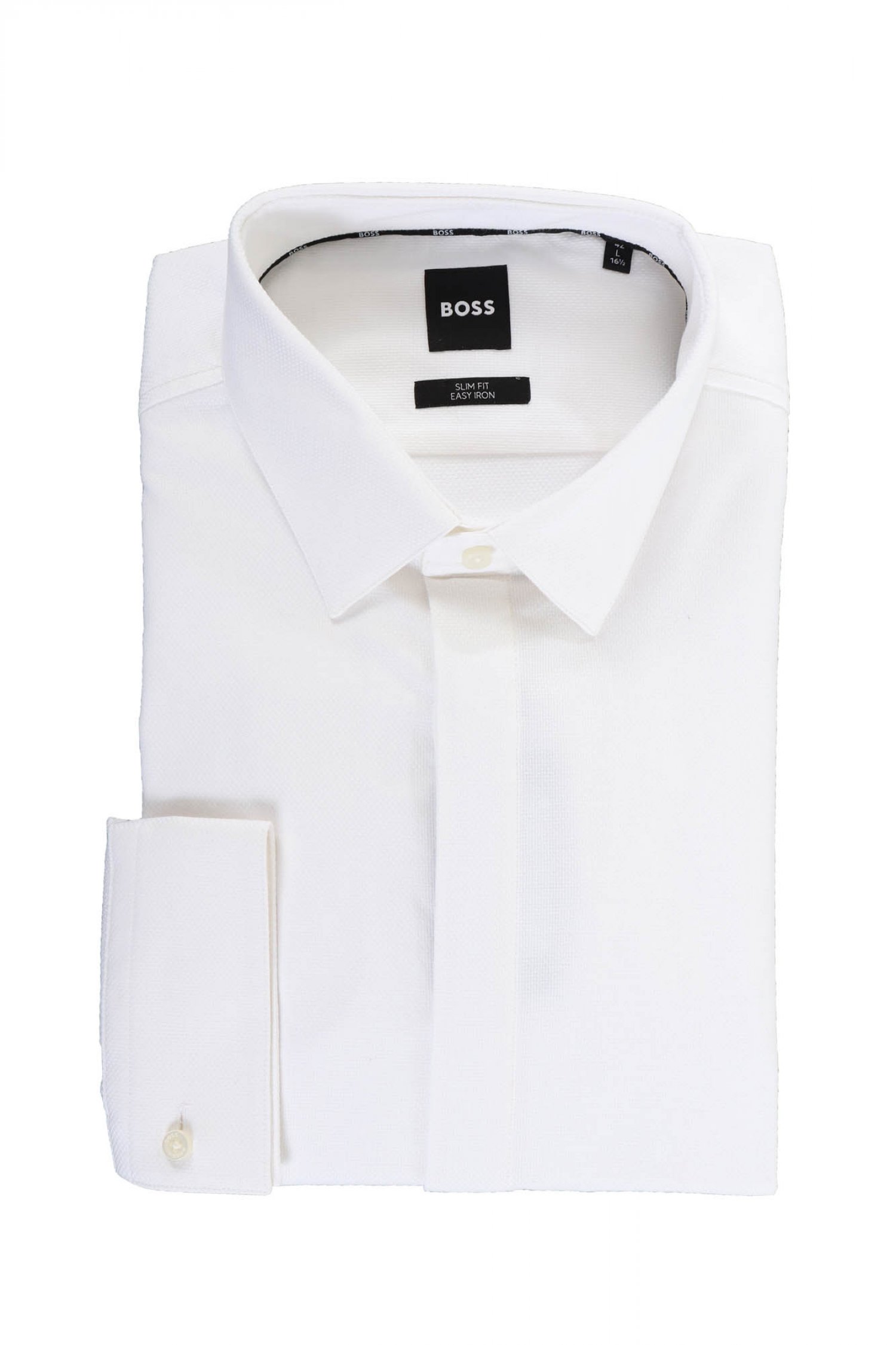 BOSS ΠΟΥΚΑΜΙΣΟ MΙΚΡΟΣΧΕΔΙΟ SLIM FIT STRETCH EASY IRON H-HANK-S-PART-C1 -232 ΛΕΥΚΟ