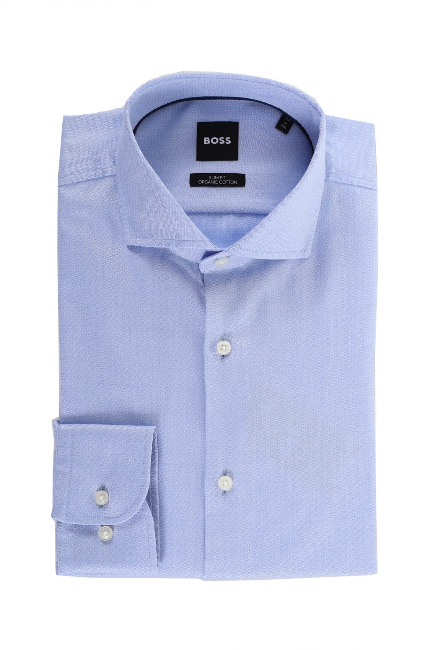 BOSS ΠΟΥΚΑΜΙΣΟ MΙΚΡΟΣΧΕΔΙΟ SLIM FIT ORGANIC COTTON H-HANK-SPREAD-C1-222 ΣΙΕΛ