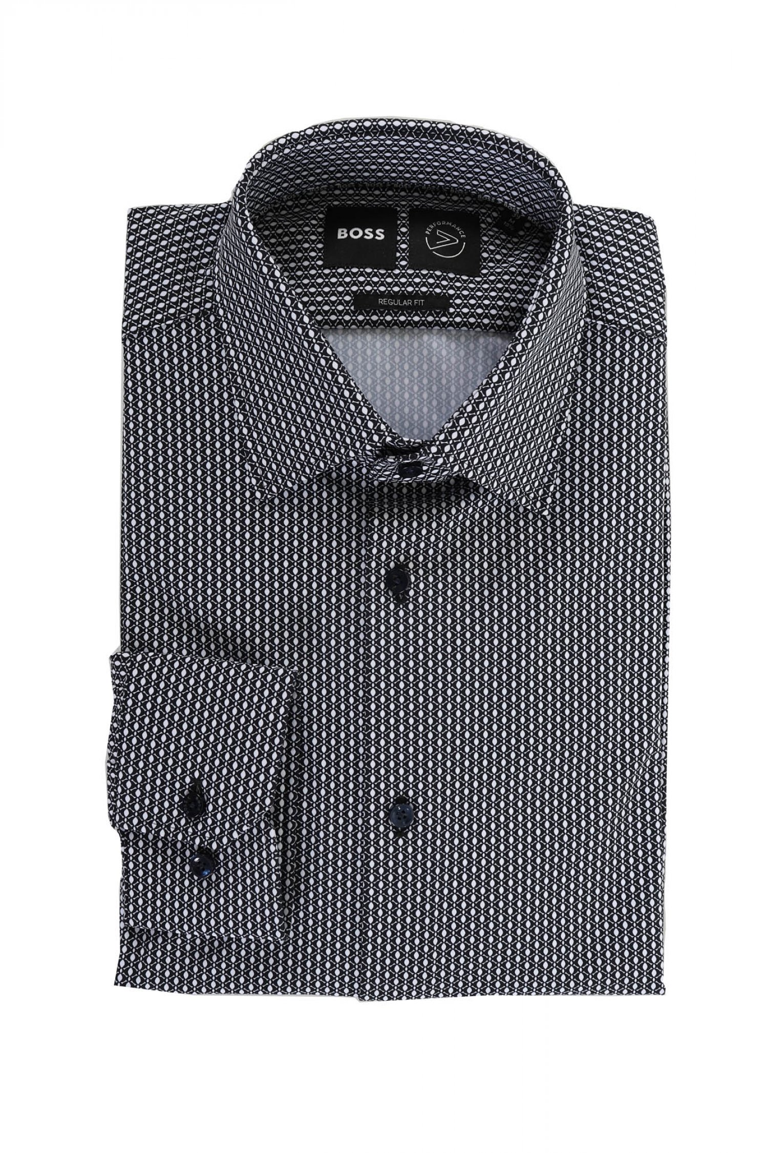 BOSS BOSS PERFORMANCE ΠΟΥΚΑΜΙΣΟ ΜΙΚΡΟΣΧΕΔΙΟ REGULAR FIT P-JOE-KENT-C1-222 ΜΠΛΕ