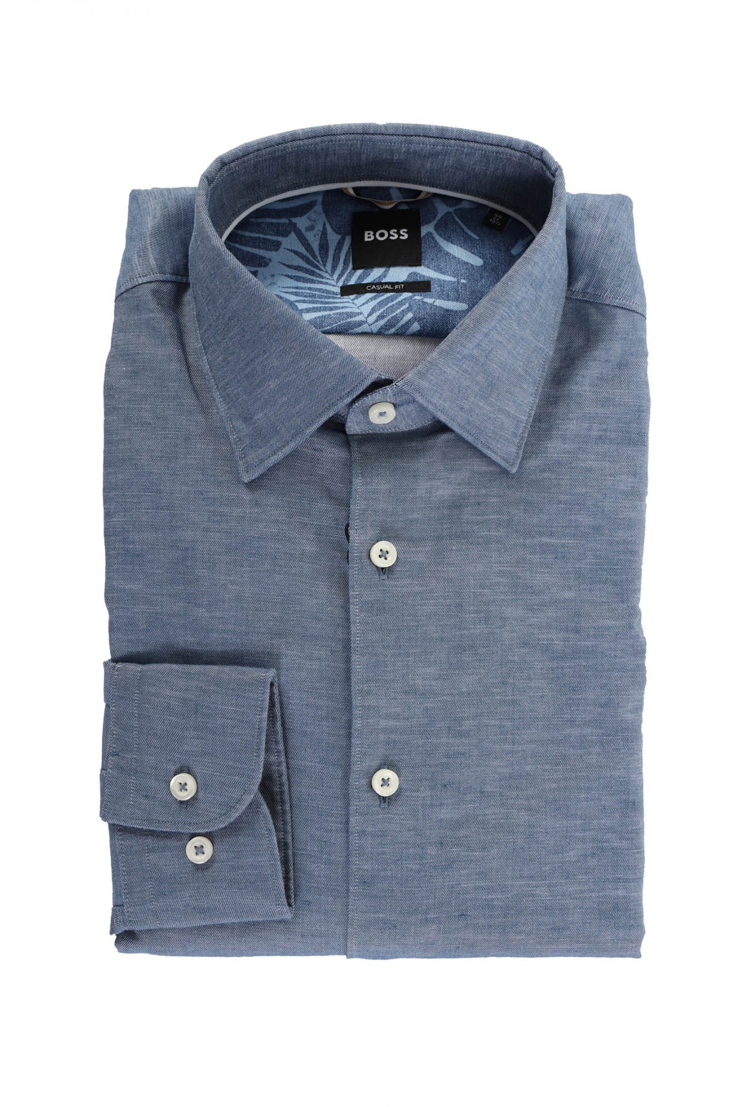 BOSS ΠΟΥΚΑΜΙΣΟ ΛΙΝΟ CASUAL FIT C-HAL-KENT-C4-232 ΡΑΦ ΜΠΛΕ