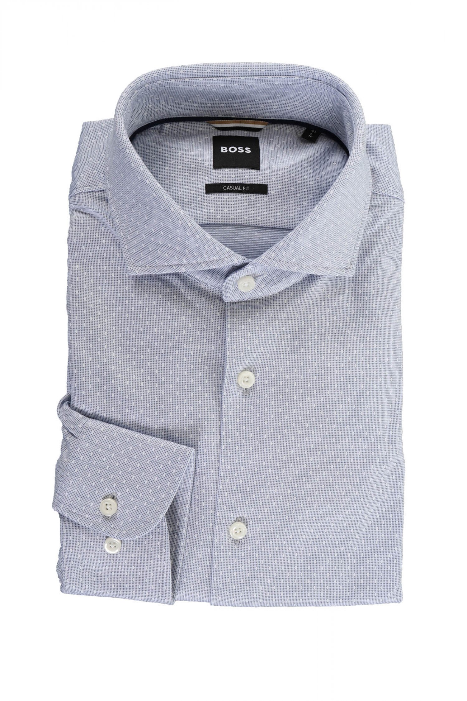 BOSS ΠΟΥΚΑΜΙΣΟ ΜΙΚΡΟΣΧΕΔΙΟ CASUAL FIT C-HAL-SPREAD-C1-223 ΣΙΕΛ