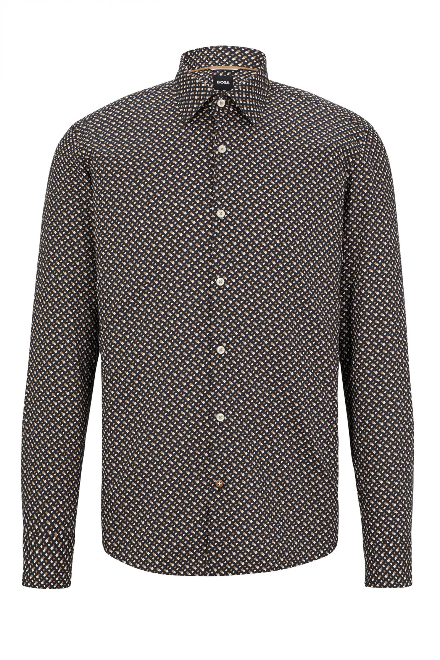 BOSS ΠΟΥΚΑΜΙΣΟ ALLOVER LOGO CASUAL FIT C-HAL-KENT-C1-223 ΜΠΕΖ-ΜΑΥΡΟ-ΛΕΥΚΟ