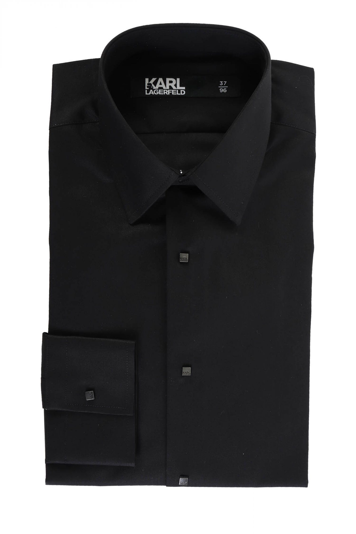 KARL LAGERFELD ΠΟΥΚΑΜΙΣΟ ΜΑΝΙΚΕΤΟΚΟΥΜΠΟ EASY CARE ΜΑΥΡΟ