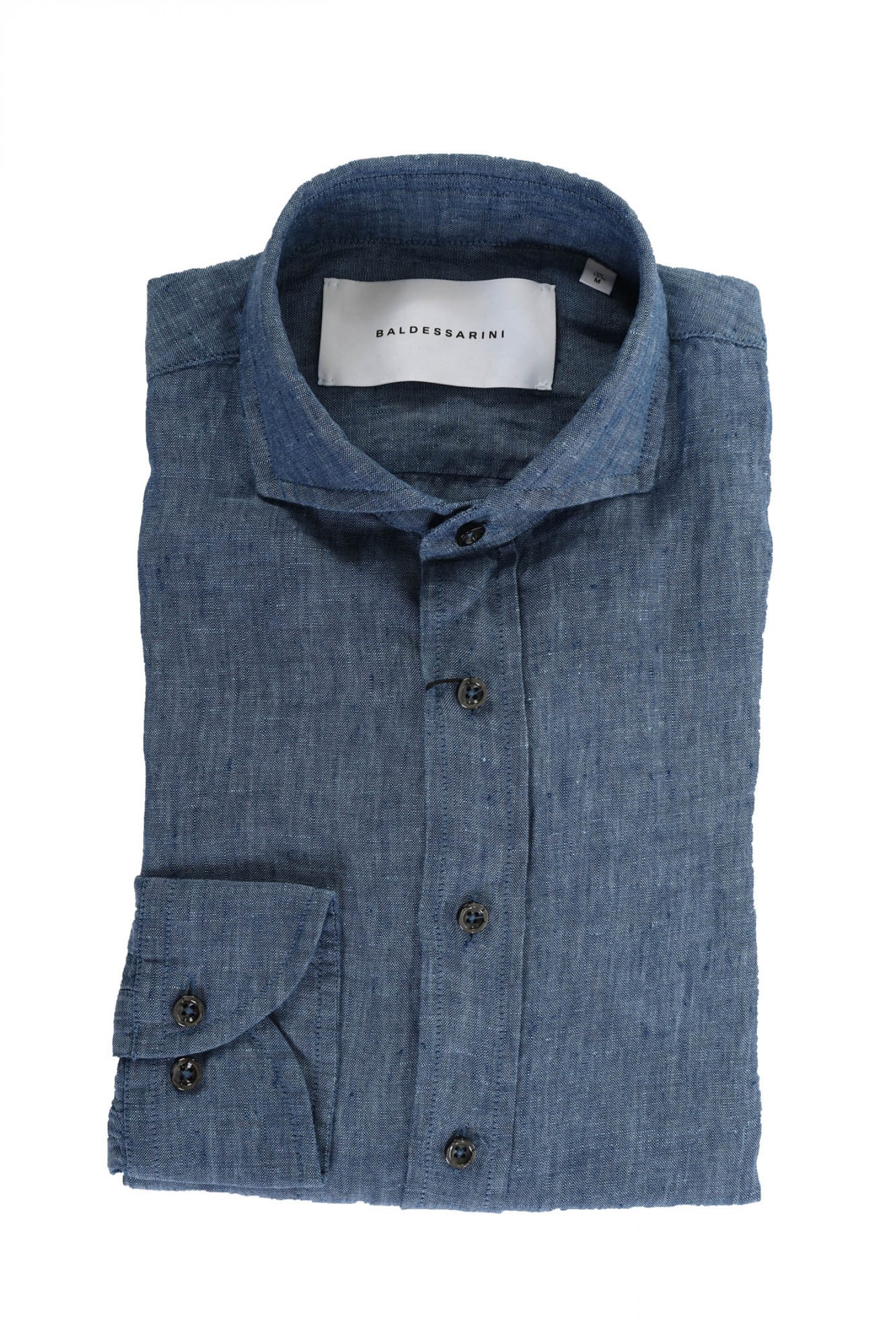 BALDESSARINI BALDESSARINI ΠΟΥΚΑΜΙΣΟ ΛΙΝΟ DENIM ΜΠΛΕ