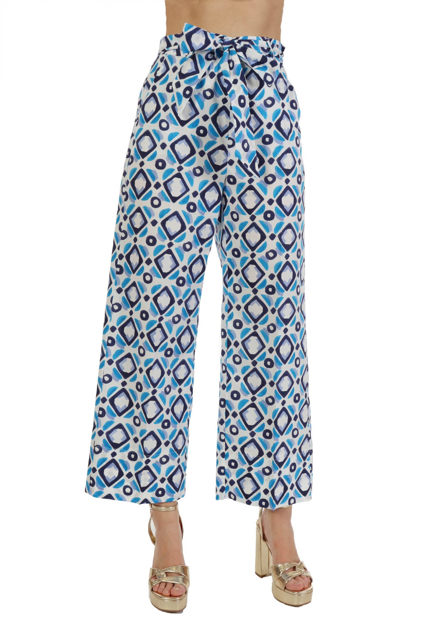 MARELLA ΠΑΝΤΕΛΟΝΑ DEMEN CROP ΣΧΕΔΙΑ ΖΩΝΗ ΛΕΥΚΟ/ ΜΠΛΕ