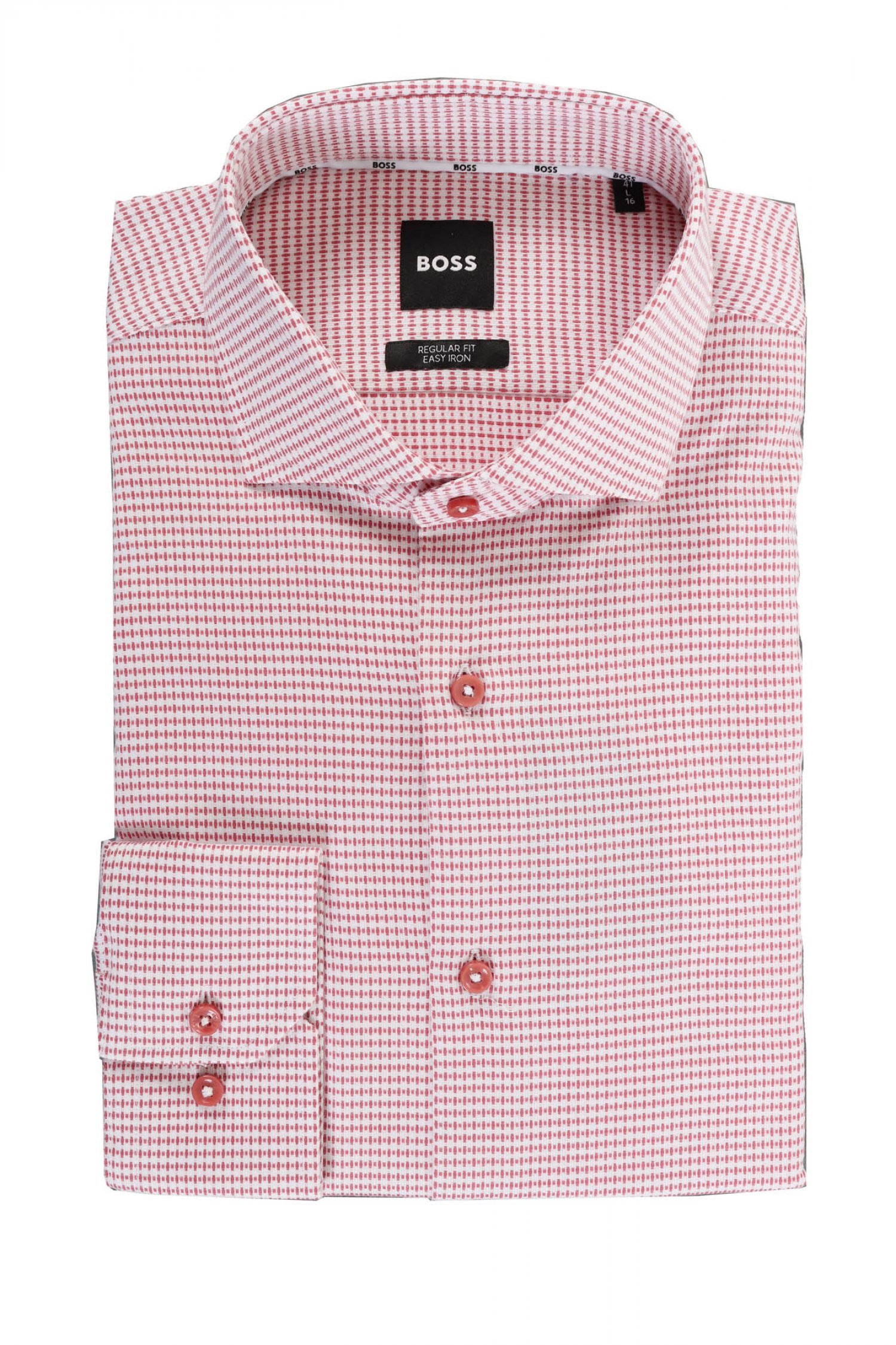 BOSS ΠΟΥΚΑΜΙΣΟ ΜΙΚΡΟΣΧΕΔΙΟ REGULAR FIT EASY IRON H-JOE-SPREAD-C1-222 ΜΠΟΡΝΤΩ