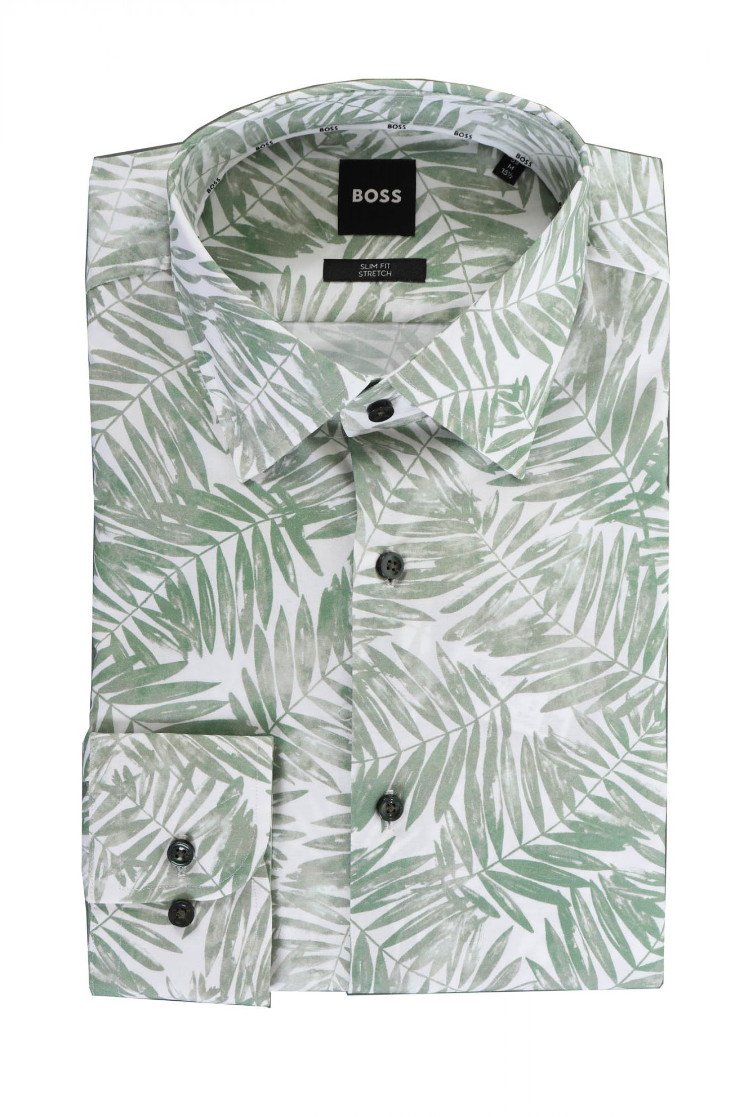 BOSS ΠΟΥΚΑΜΙΣΟ FLORAL SLIM FIT STRETCH H-HANK-KENT-C1-214 ΧΑΚΙ