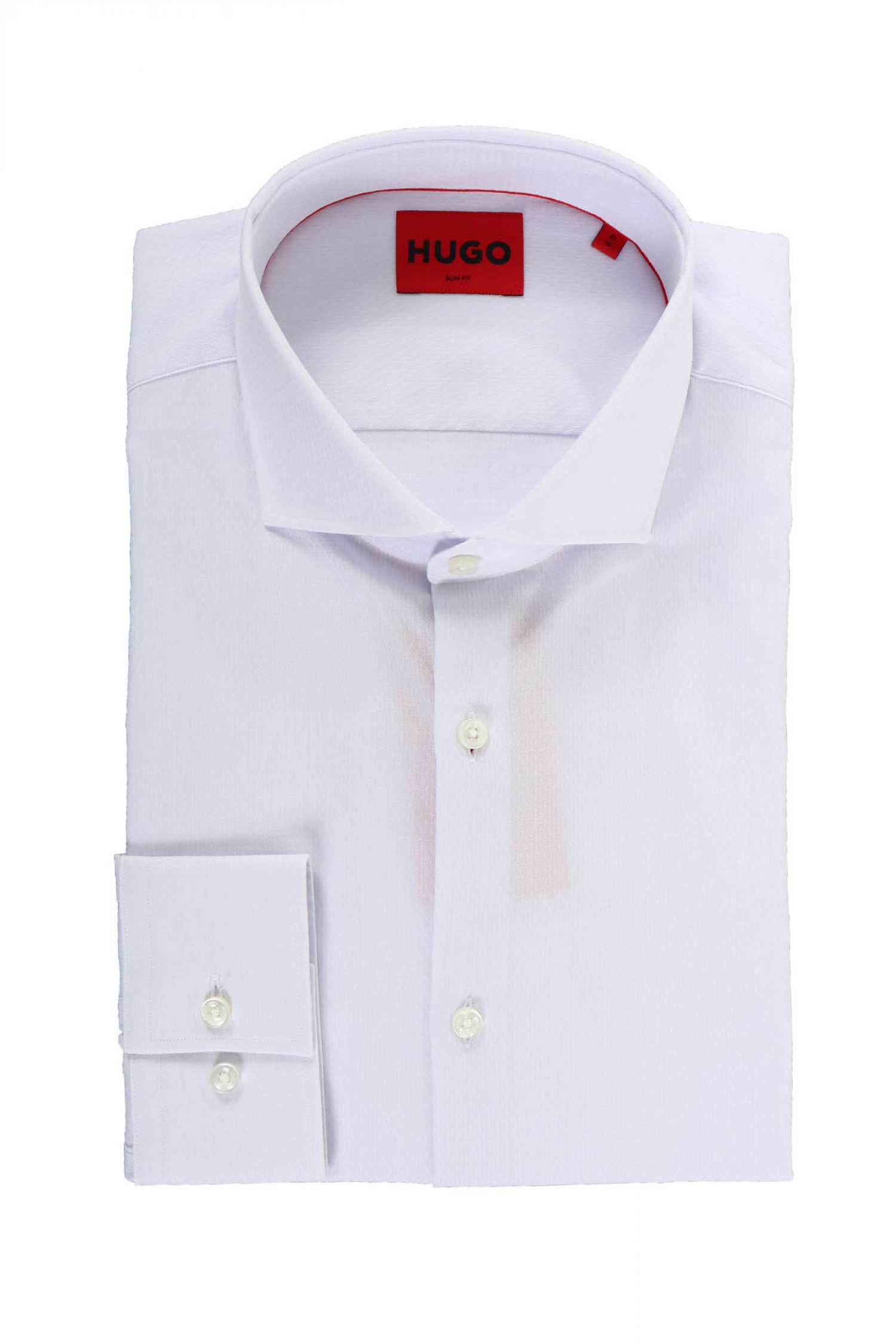 HUGO ΠΟΥΚΑΜΙΣΟ ΜΙΚΡΟΣΧΕΔΙΟ SLIM FIT KASON ΛΕΥΚΟ