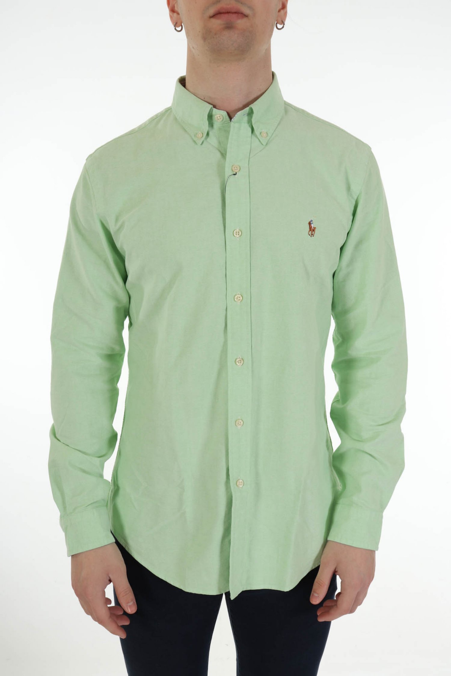RALPH LAUREN ΠΟΥΚΑΜΙΣΟ BUTTON DOWN CUSTOM FIT LOGO ΛΑΧΑΝΙ