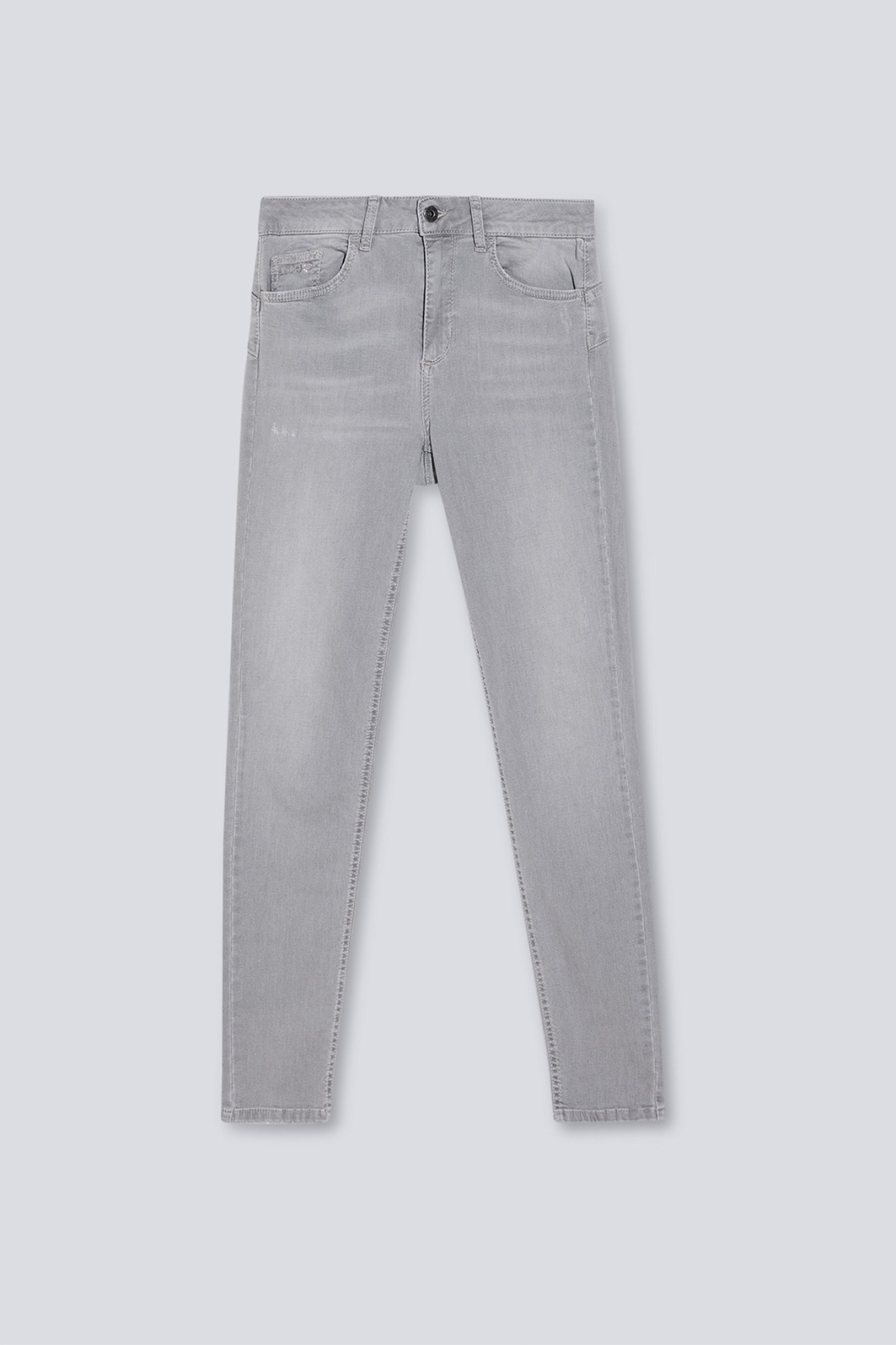 LIU -JO BETTER ΠΑΝΤΕΛΟΝΙ JEANS SKINNY FIT LOGO ΣΤΡΑΣ ΤΣΕΠΗ ΓΚΡΙ