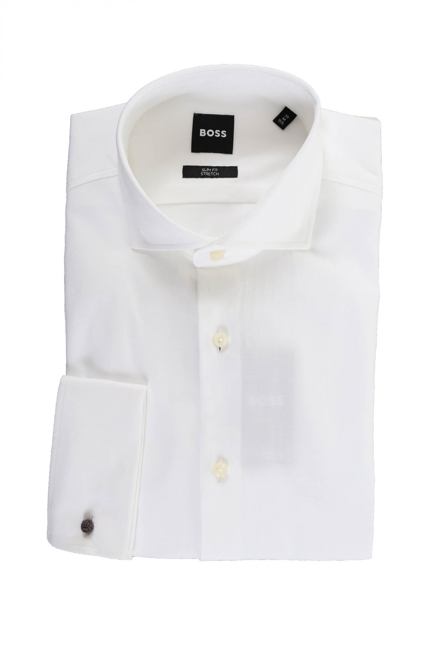 BOSS ΠΟΥΚΑΜΙΣΟ ΜΑΝΙΚΕΤΟΚΟΥΜΠΟ SLIM FIT STRETCH H-HANK-SPREAD-DC-212 ΛΕΥΚΟ