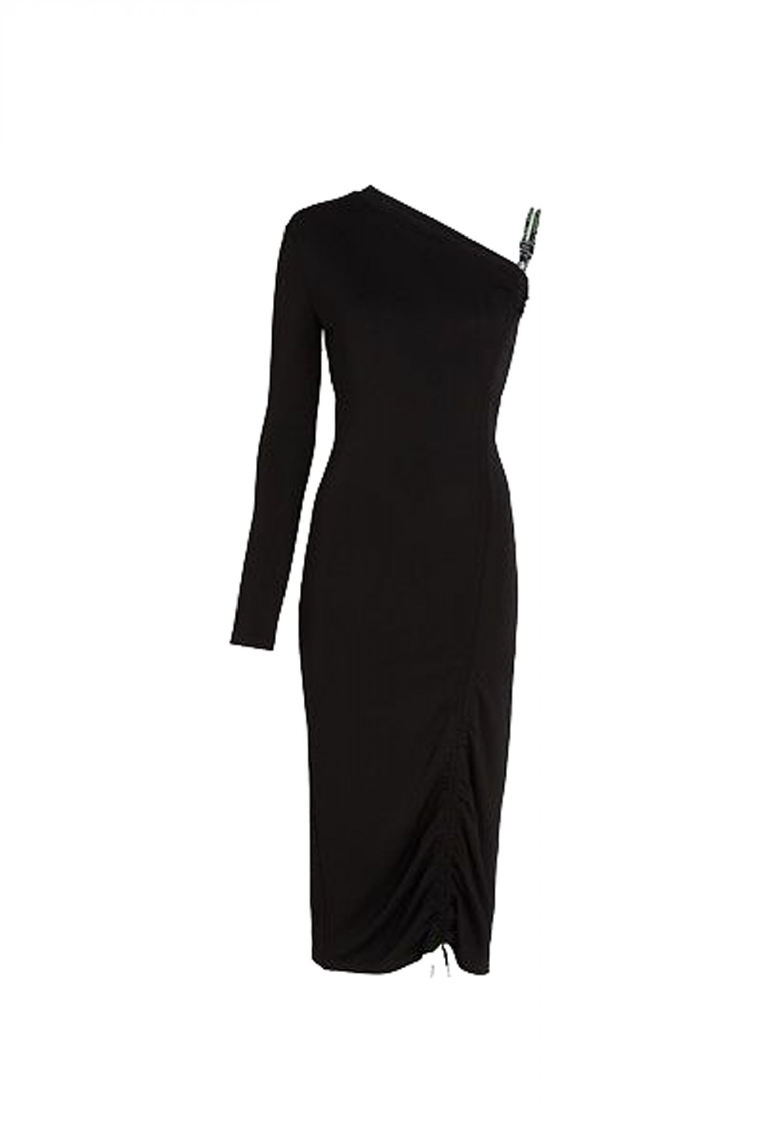 KARL LAGERFELD ΦΟΡΕΜΑ MIDI CORD DETAIL JERSEY ΕΝΑ ΜΑΝΙΚΙ ΜΑΥΡΟ