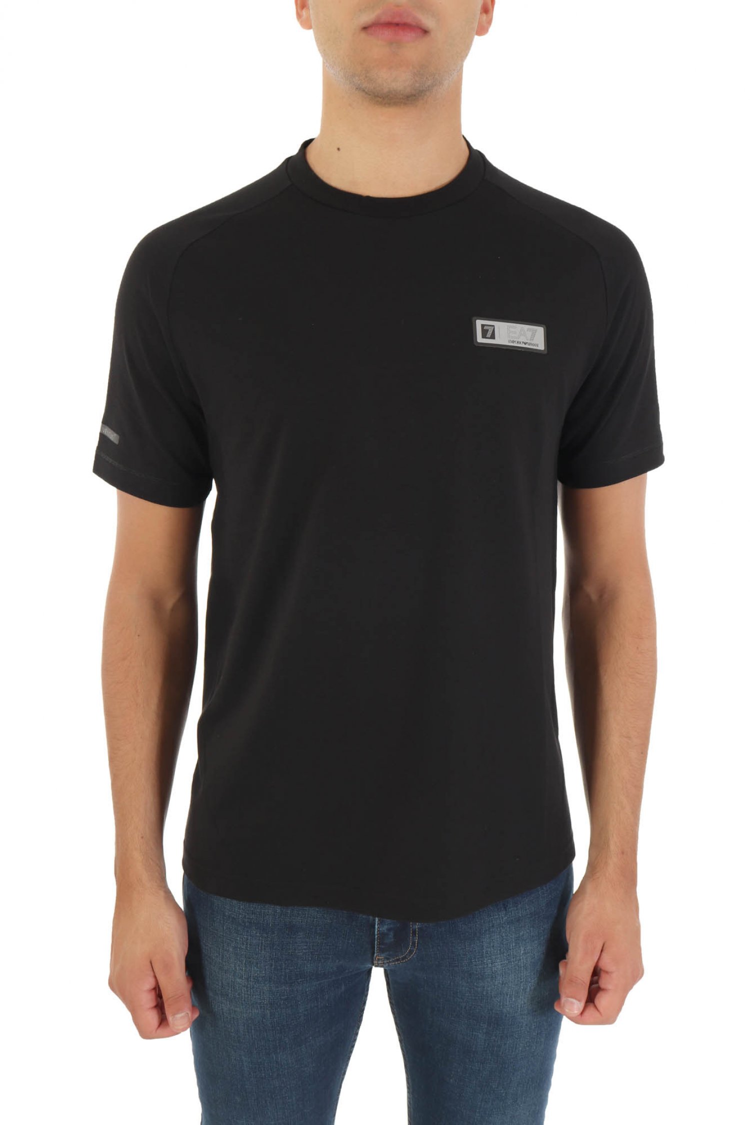 ARMANI 7 ARMANI 7 T-SHIRT LOGO ΜΑΥΡΟ-ΓΚΡΙ