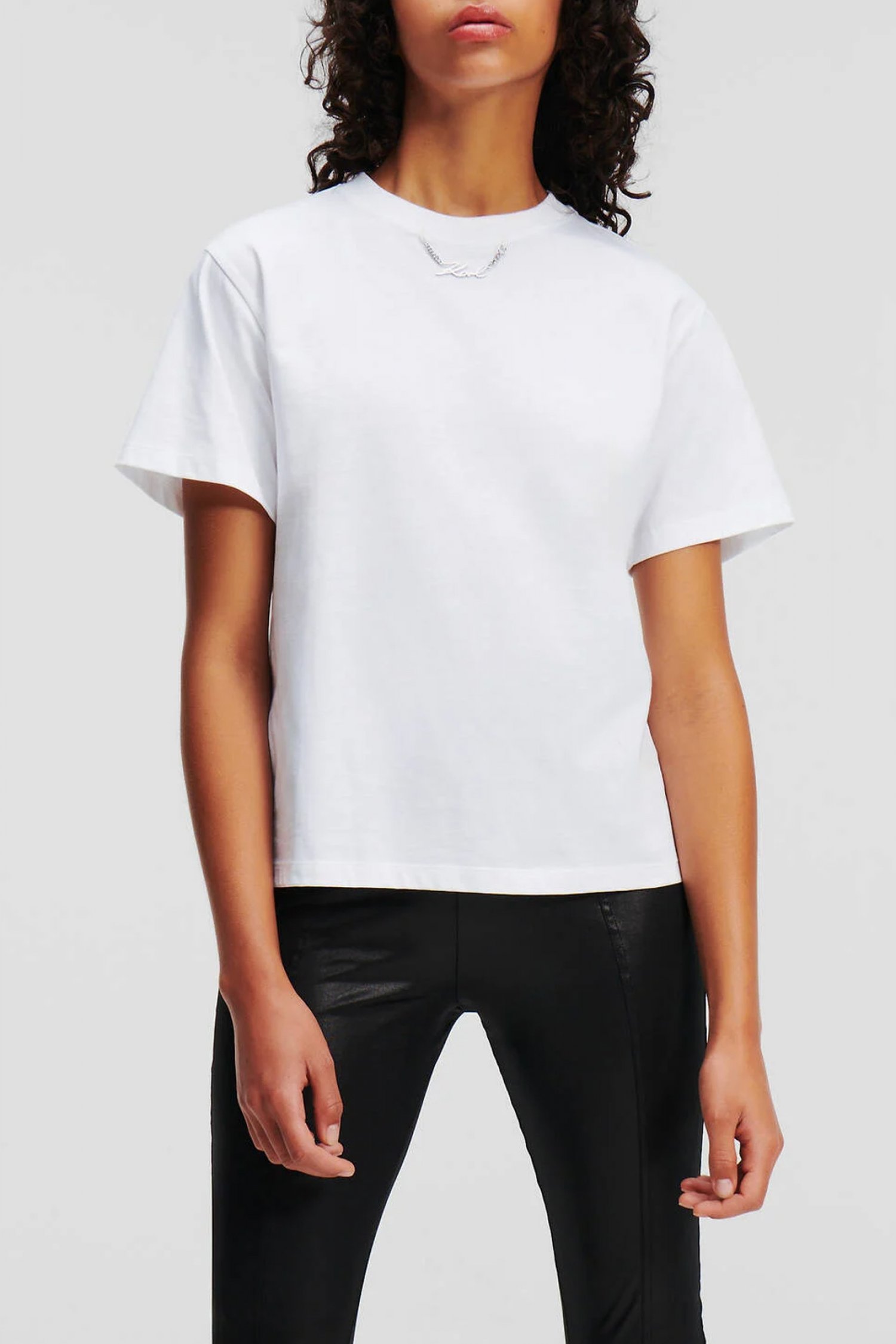 KARL LAGERFELD T-SHIRT LOGO ΑΛΥΣΙΔΑ ΛΕΥΚΟ