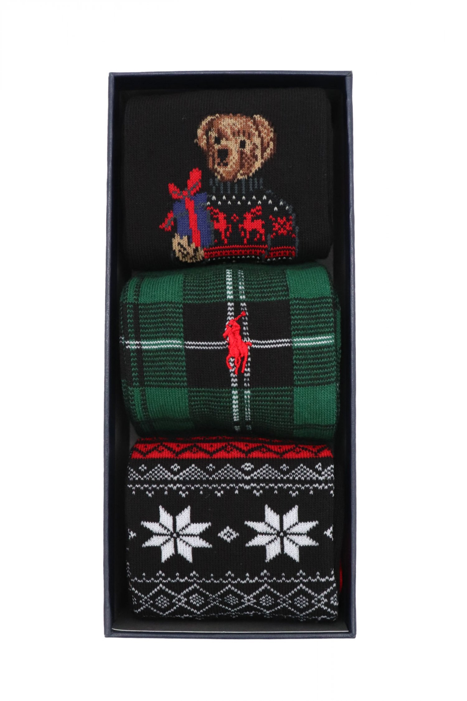 RALPH LAUREN RALPH LAUREN ΚΑΛΤΣΕΣ 3PAIRS LOGO BEAR ΜΑΥΡΟ-ΠΡΑΣΙΝΟ