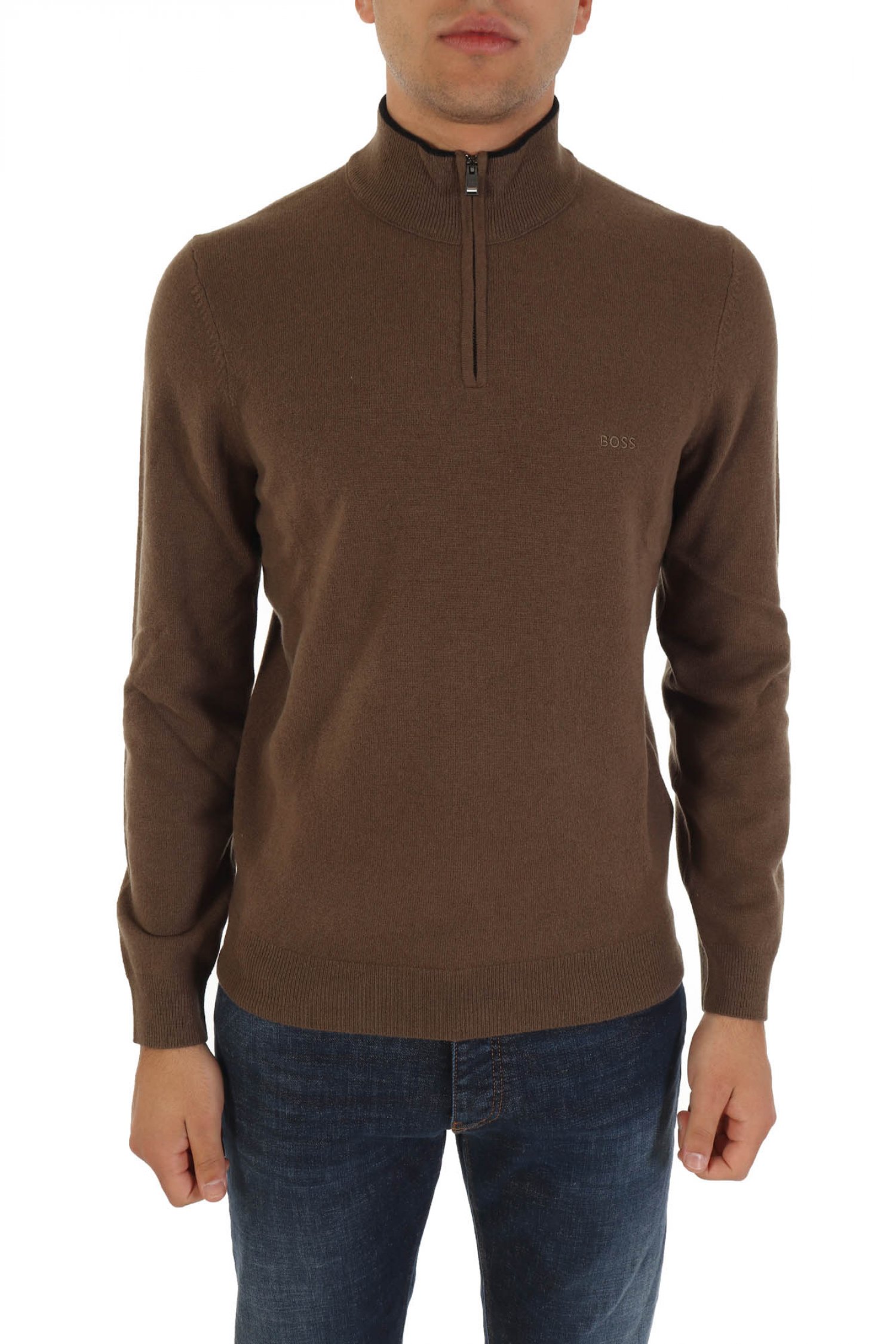 BOSS ΠΛΕΚΤΟ HALFZIP MARIO ΧΑΚΙ