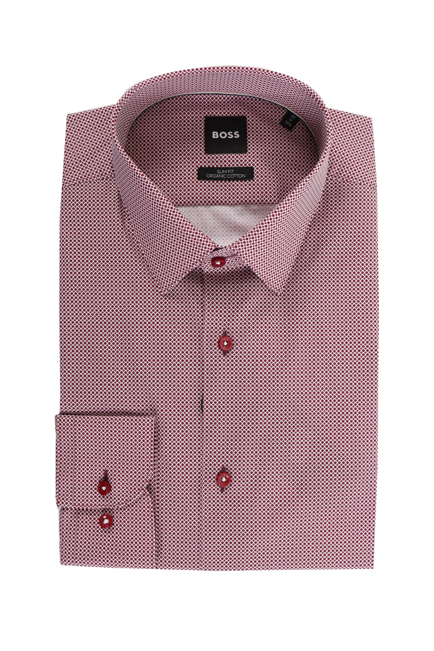 BOSS ΠΟΥΚΑΜΙΣΟ ΜΙΚΡΟΣΧΕΔΙΟ SLIM FIT H-HANK-S-KENT-C1-232 ΜΠΟΡΝΤΩ