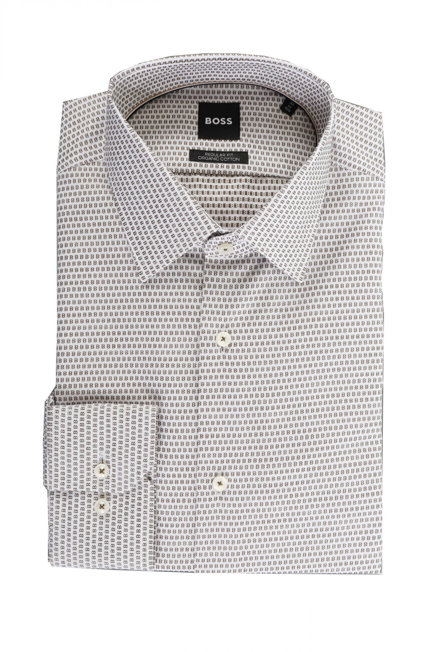 BOSS ΠΟΥΚΑΜΙΣΟ ALL OVER LOGO REGULAR FIT H-JOE-KRNT-C1-214 ΧΑΚΙ-ΛΕΥΚΟ