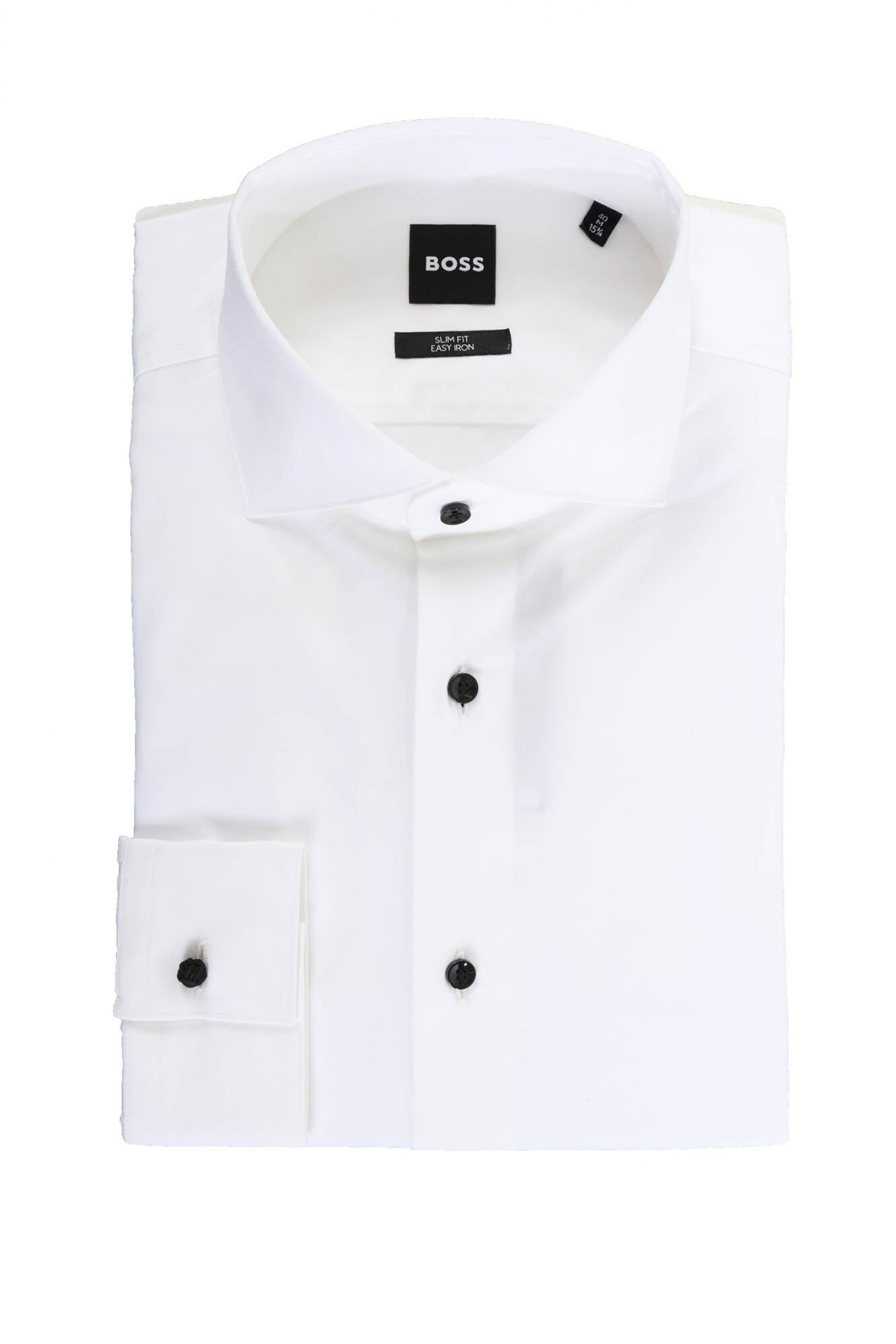 BOSS ΠΟΥΚΑΜΙΣΟ ΜΑΝΙΚΕΤΟΚΟΥΜΠΟ SLIM FIT STRETCH EASY IRON ΛΕΥΚΟ