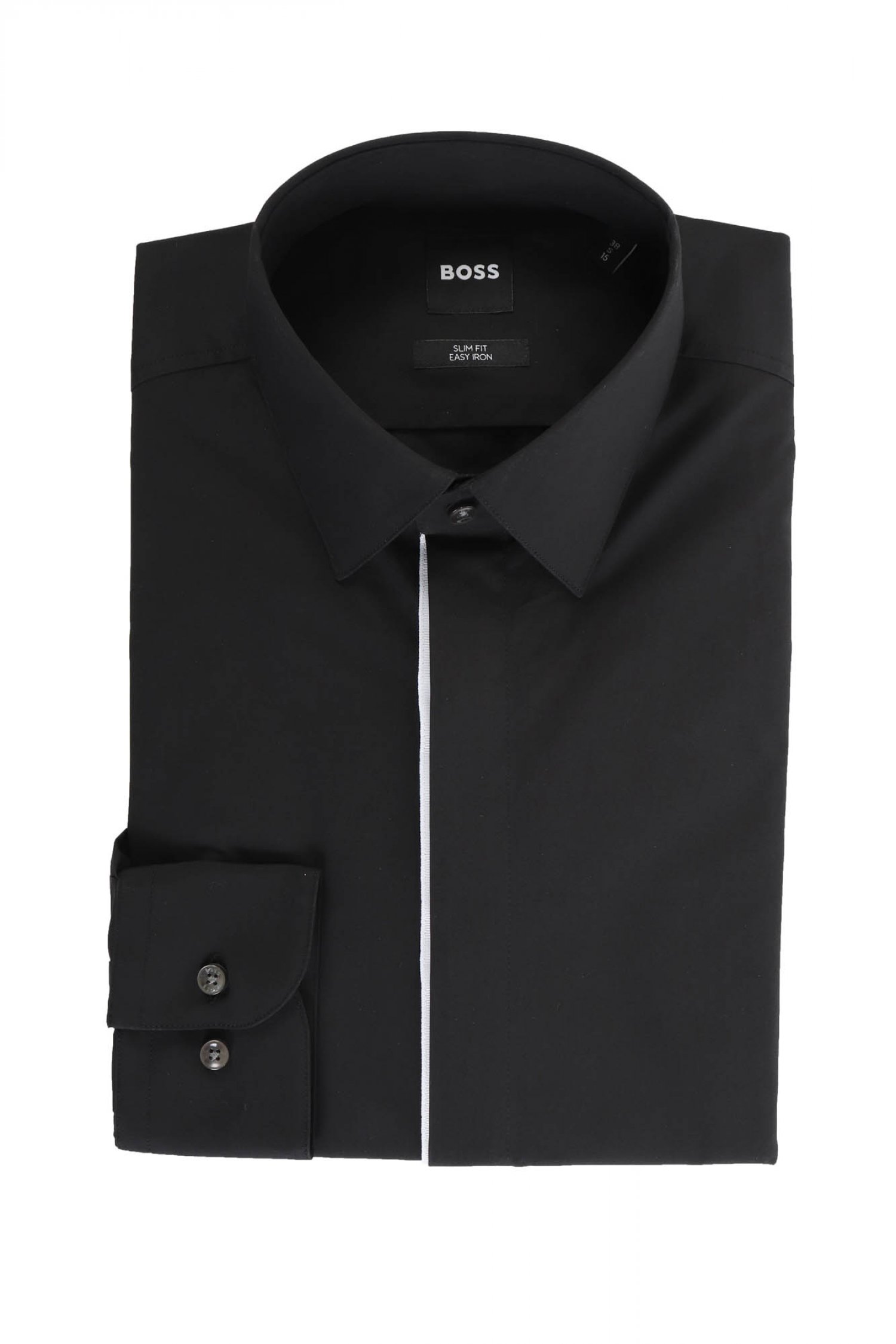 BOSS ΠΟΥΚΑΜΙΣΟ SLIM FIT STRETCH EASY IRON ΜΑΥΡΟ