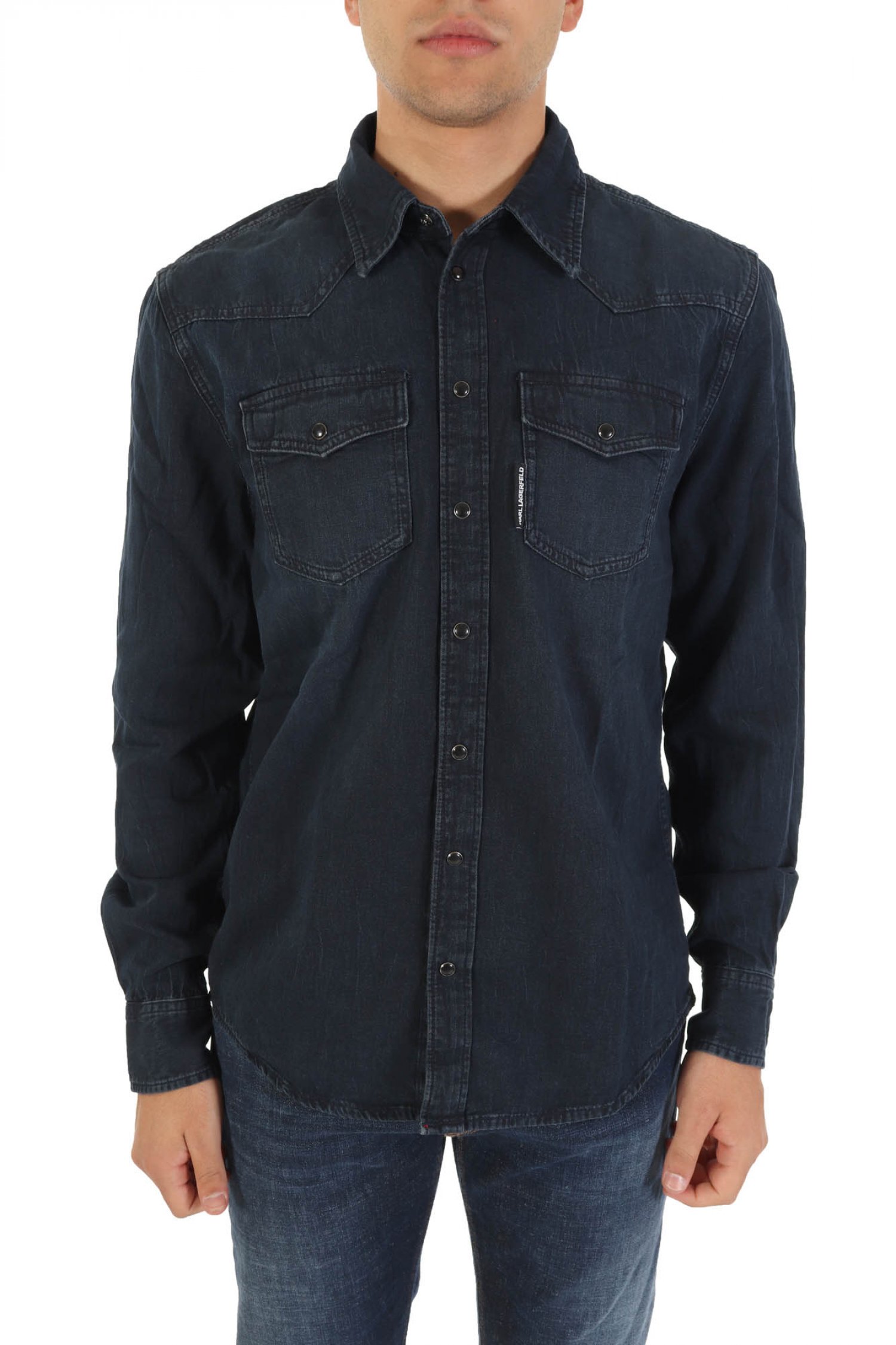 KARL LAGERFELD ΠΟΥΚΑΜΙΣΟ OVERSIZE JEANS POCKETS ΜΠΛΕ