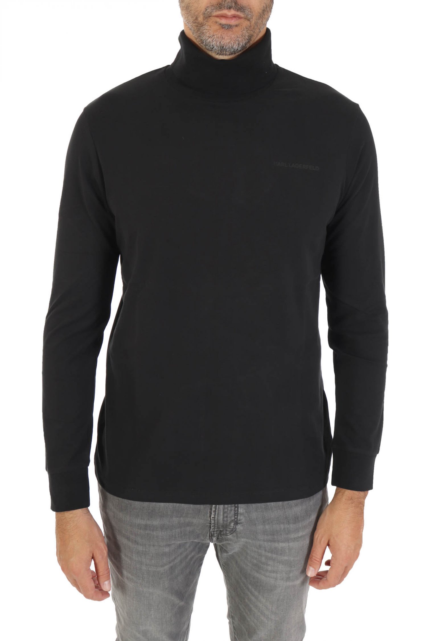 KARL LAGERFELD T-SHIRT ROLLNECK LOGO ΜΑΥΡΟ