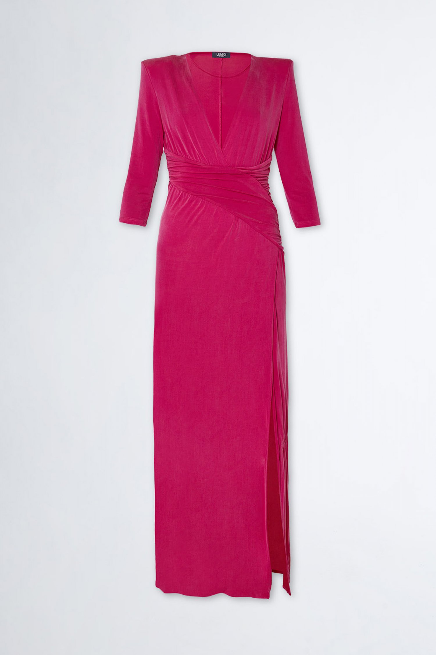 LIU -JO ΦΟΡΕΜΑ MAXI ΤΡΟΥΑΚΑΡ ΜΑΝΙΚΙ V-NECK ΑΝΟΙΓΜΑ ΠΛΑΙ ΣΚΟΥΡΟ ΡΟΖ