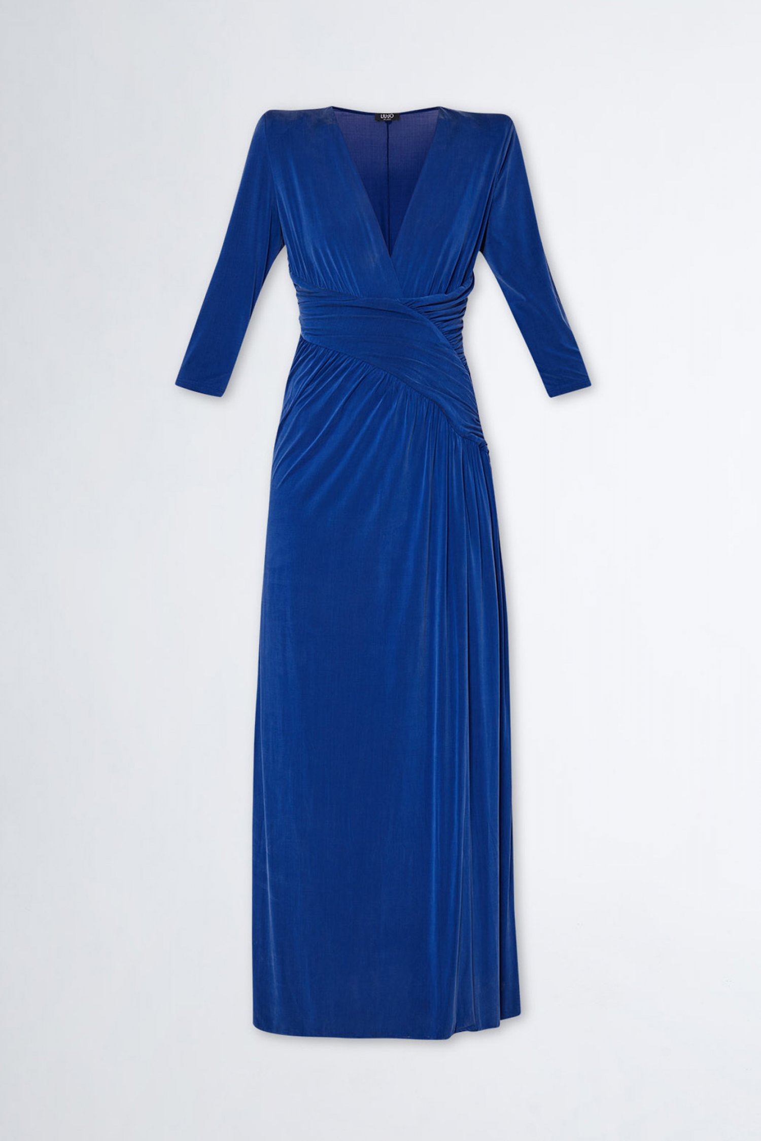 LIU -JO ΦΟΡΕΜΑ MAXI ΤΡΟΥΑΚΑΡ ΜΑΝΙΚΙ V-NECK ΑΝΟΙΓΜΑ ΠΛΑΙ ΜΠΛΕ ΗΛΕΚΤΡΙΚ