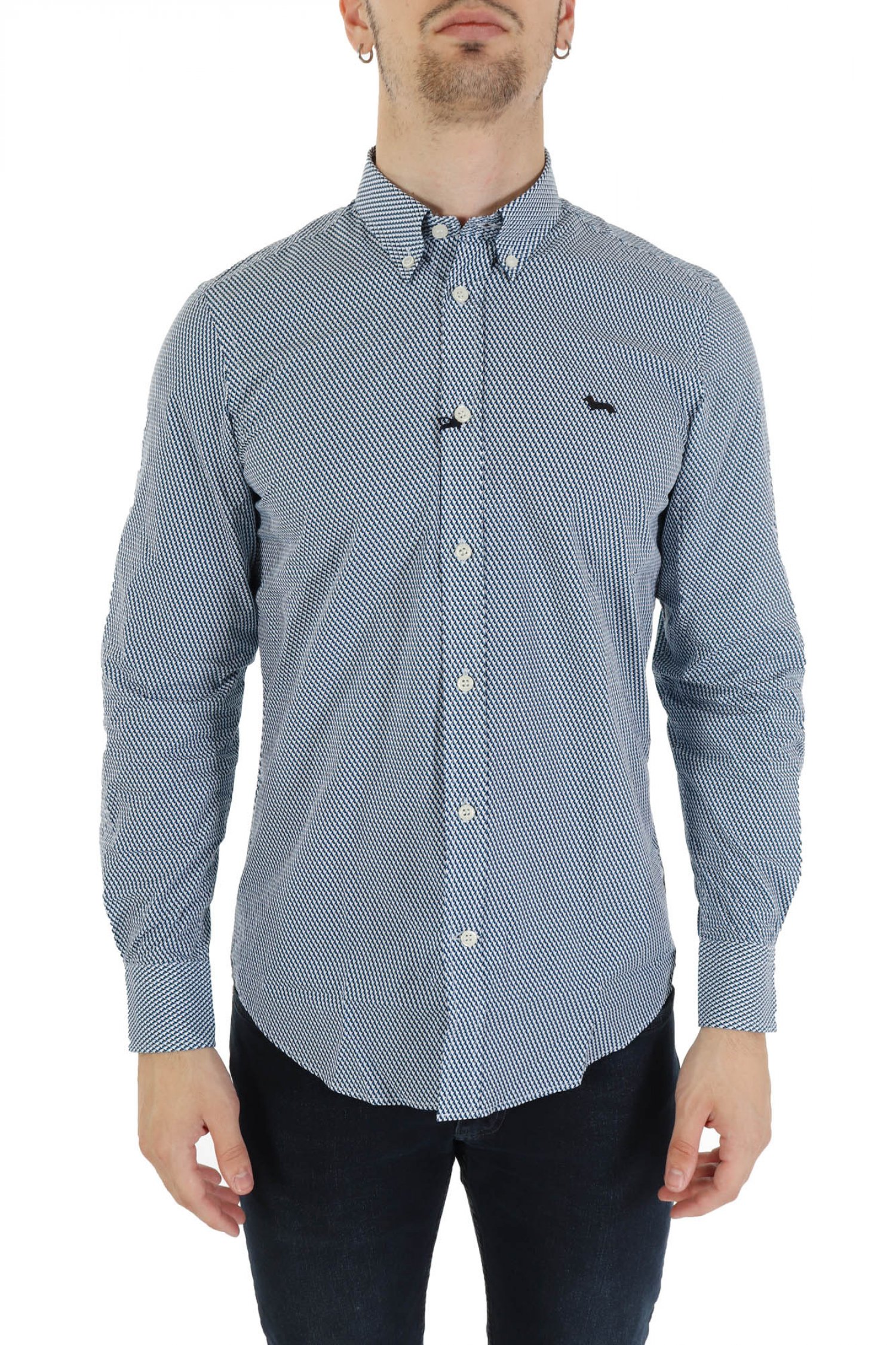 HARMONT & BLAINE HARMONT & BLAINE ΠΟΥΚΑΜΙΣΟ BUTTON DOWN ΜΙΚΡΟΣΧΕΔΙΟ REGULAR FIT ΜΠΛΕ-ΛΕΥΚΟ